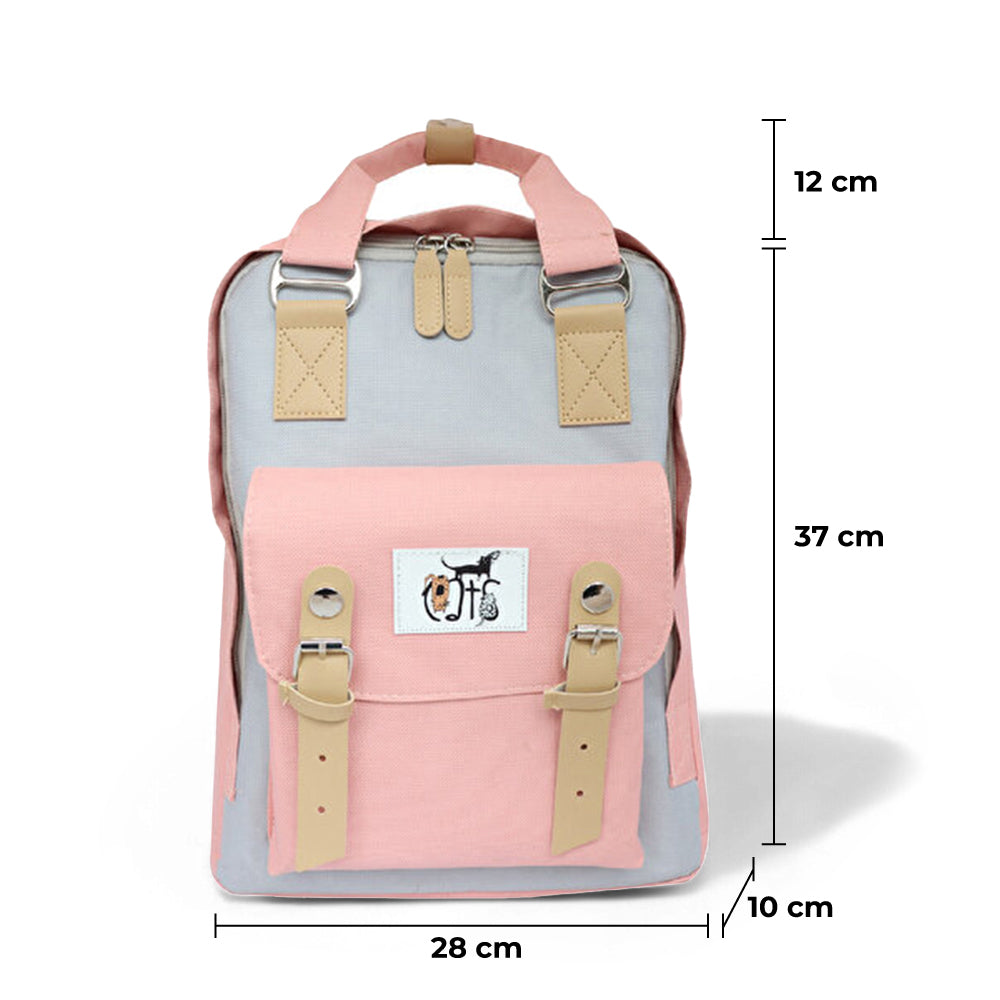 Biggdesign Cats USB Girişli Suya Dayanıklı 14 inç Laptop Uyumlu Okul Sırt Çantası Pembe
