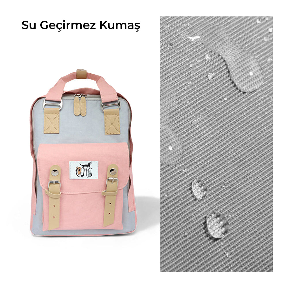 Biggdesign Cats USB Girişli Suya Dayanıklı 14 inç Laptop Uyumlu Okul Sırt Çantası Pembe