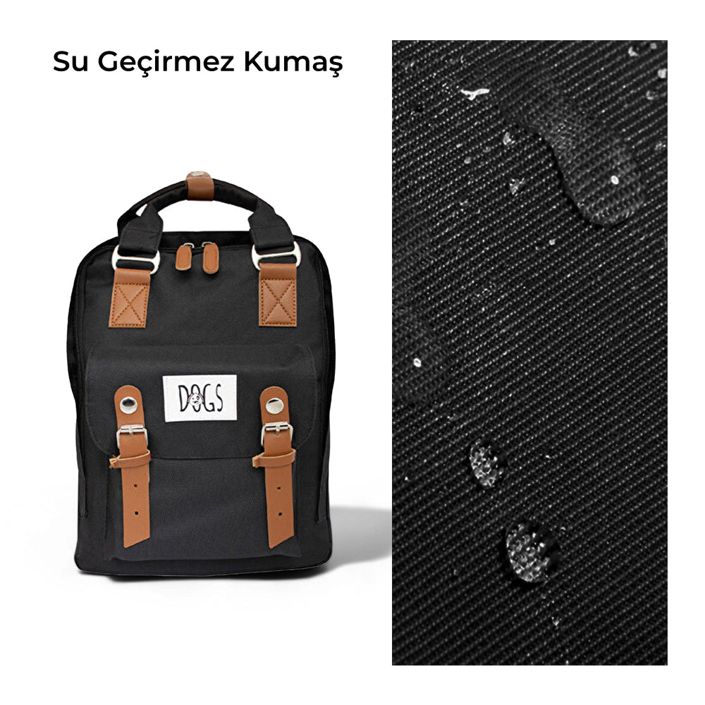 Biggdesign Dogs USB Girişli Suya Dayanıklı 14 inç Laptop Uyumlu Okul Sırt Çantası Siyah