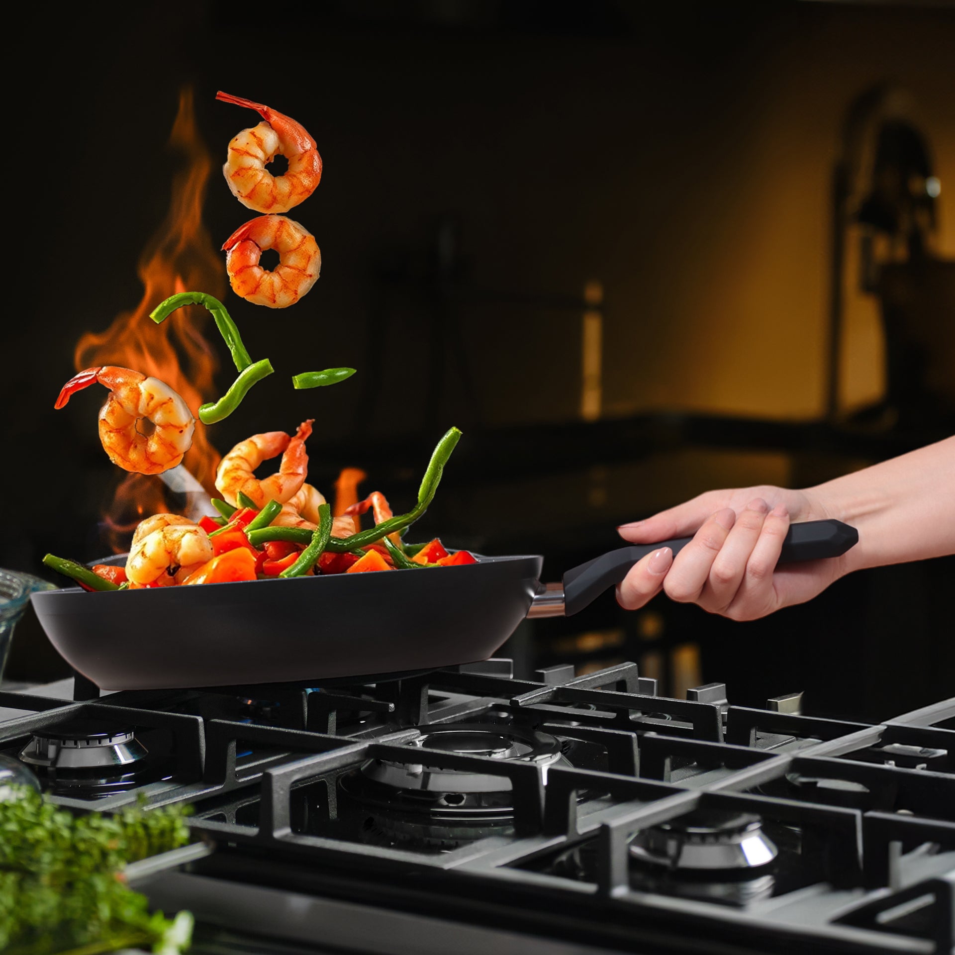 Serenk Excellence 3 Adet Granit İndüksiyon Tabanlı Tava Seti, 20-24-28 cm