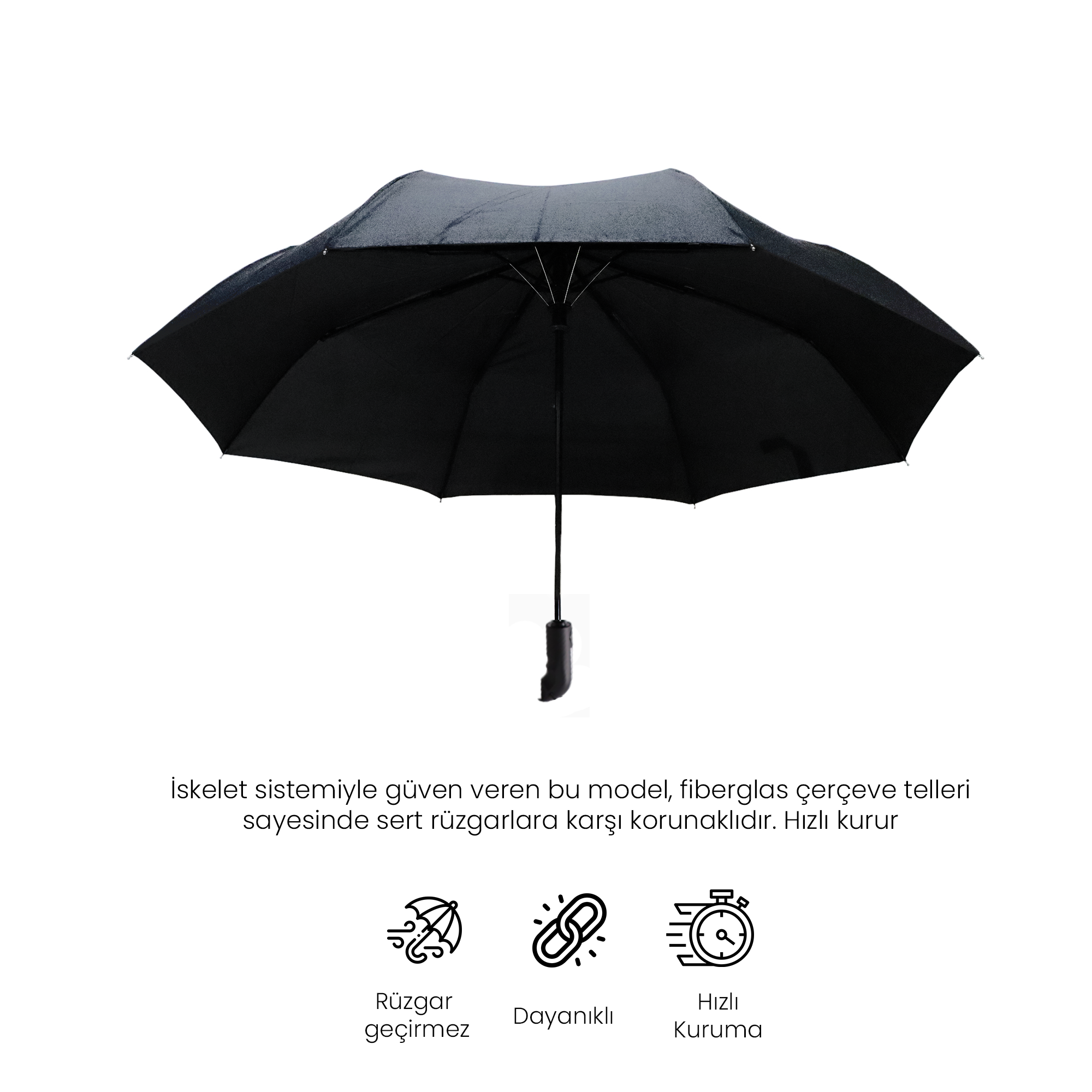 Biggdesign Moods Up Premium Siyah Tam Otomatik Şemsiye