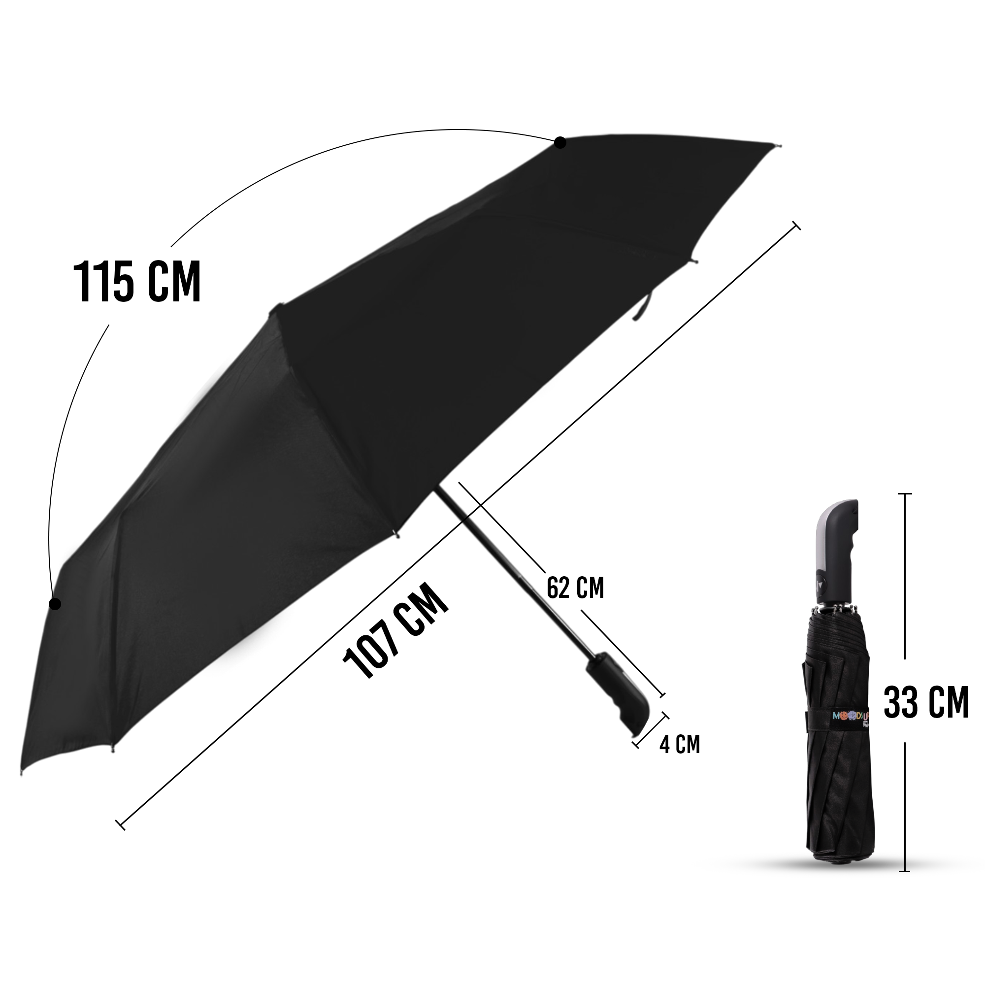 Biggdesign Moods Up Premium Siyah Tam Otomatik Şemsiye