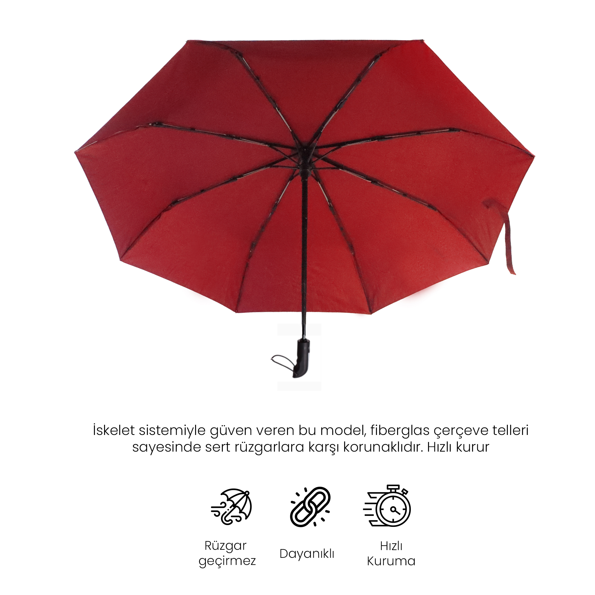 Biggdesign Moods Up Premium Bordo Otomatik Şemsiye