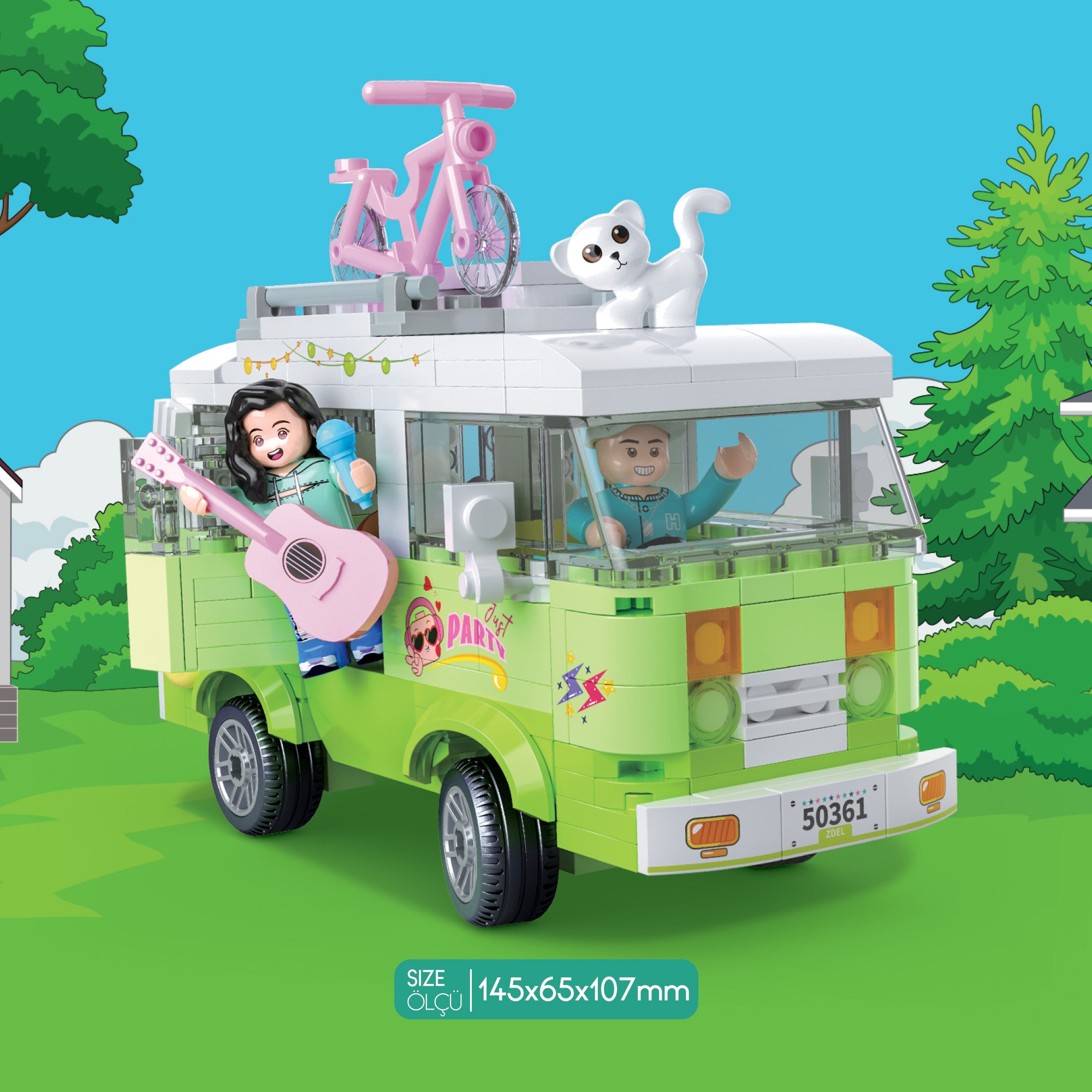 Ogi Mogi Toys Eğitici Bloklar Işıklı Yeşil Karavan 304 Parça Yapı Seti