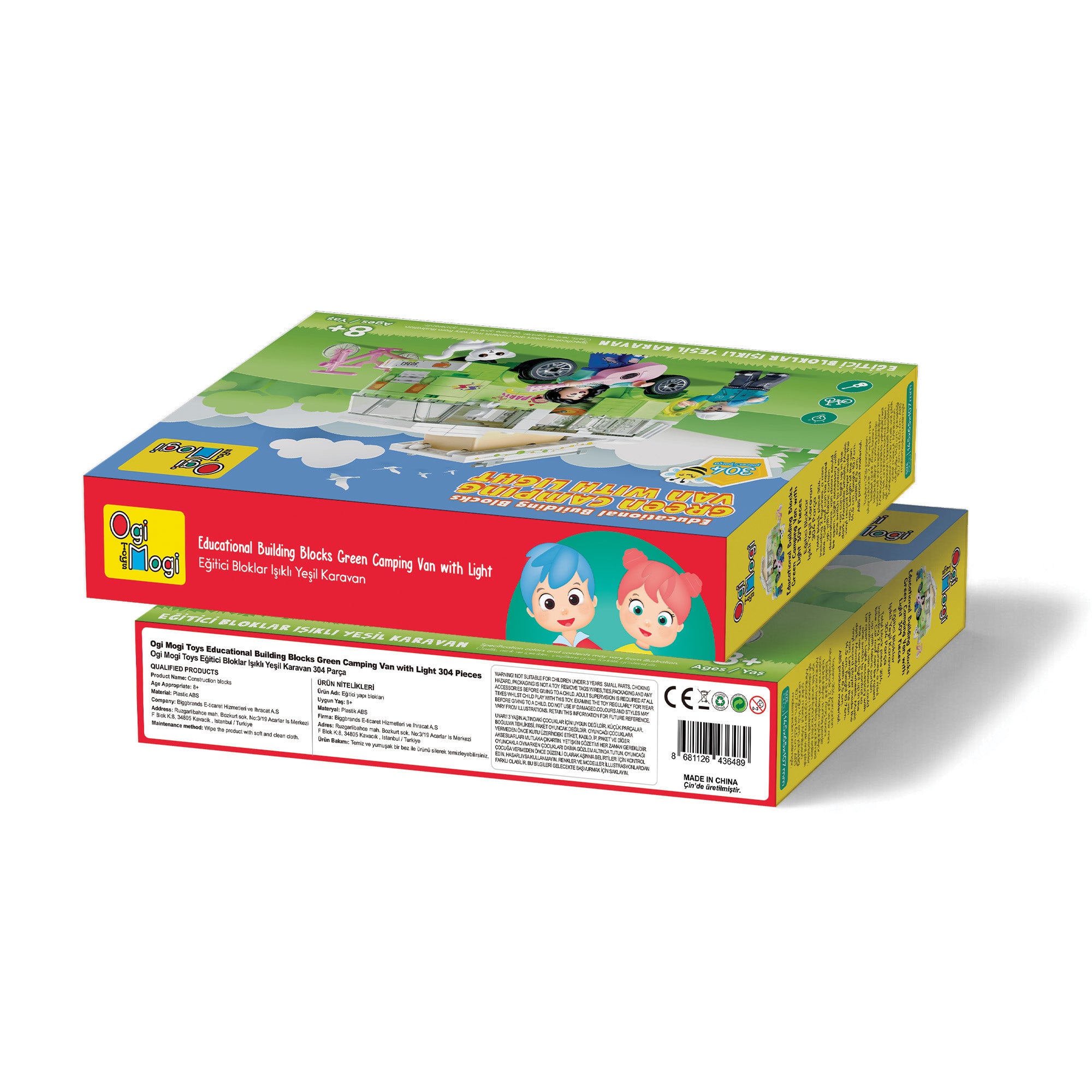Ogi Mogi Toys Eğitici Bloklar Işıklı Yeşil Karavan 304 Parça Yapı Seti