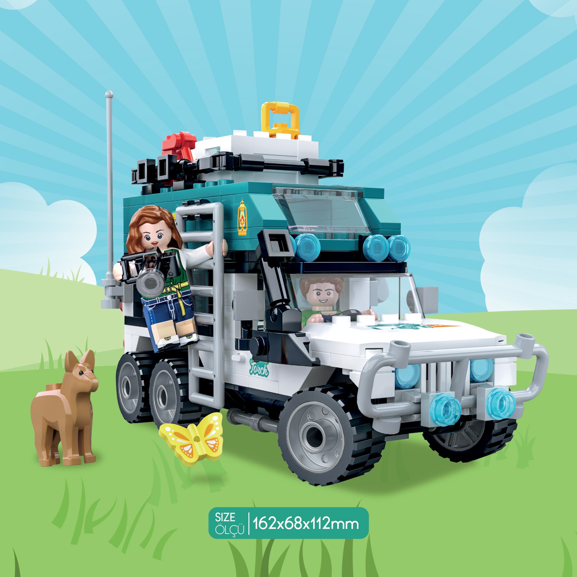 Ogi Mogi Toys Eğitici Bloklar Işıklı Mavi Karavan 298 Parça Yapı Seti