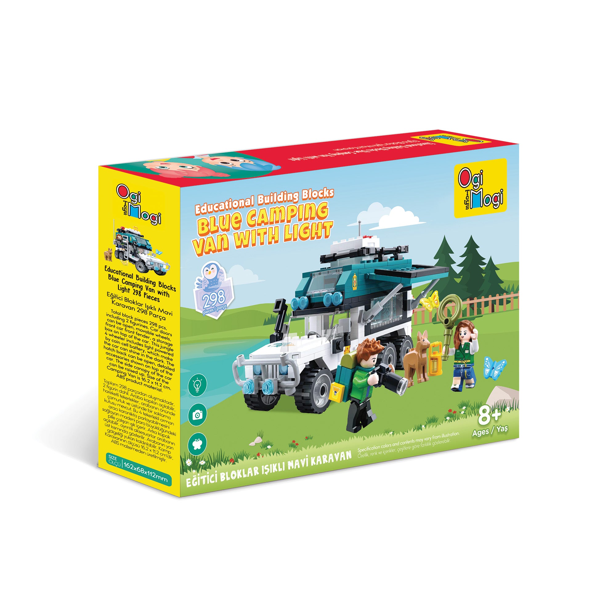 Ogi Mogi Toys Eğitici Bloklar Işıklı Mavi Karavan 298 Parça Yapı Seti