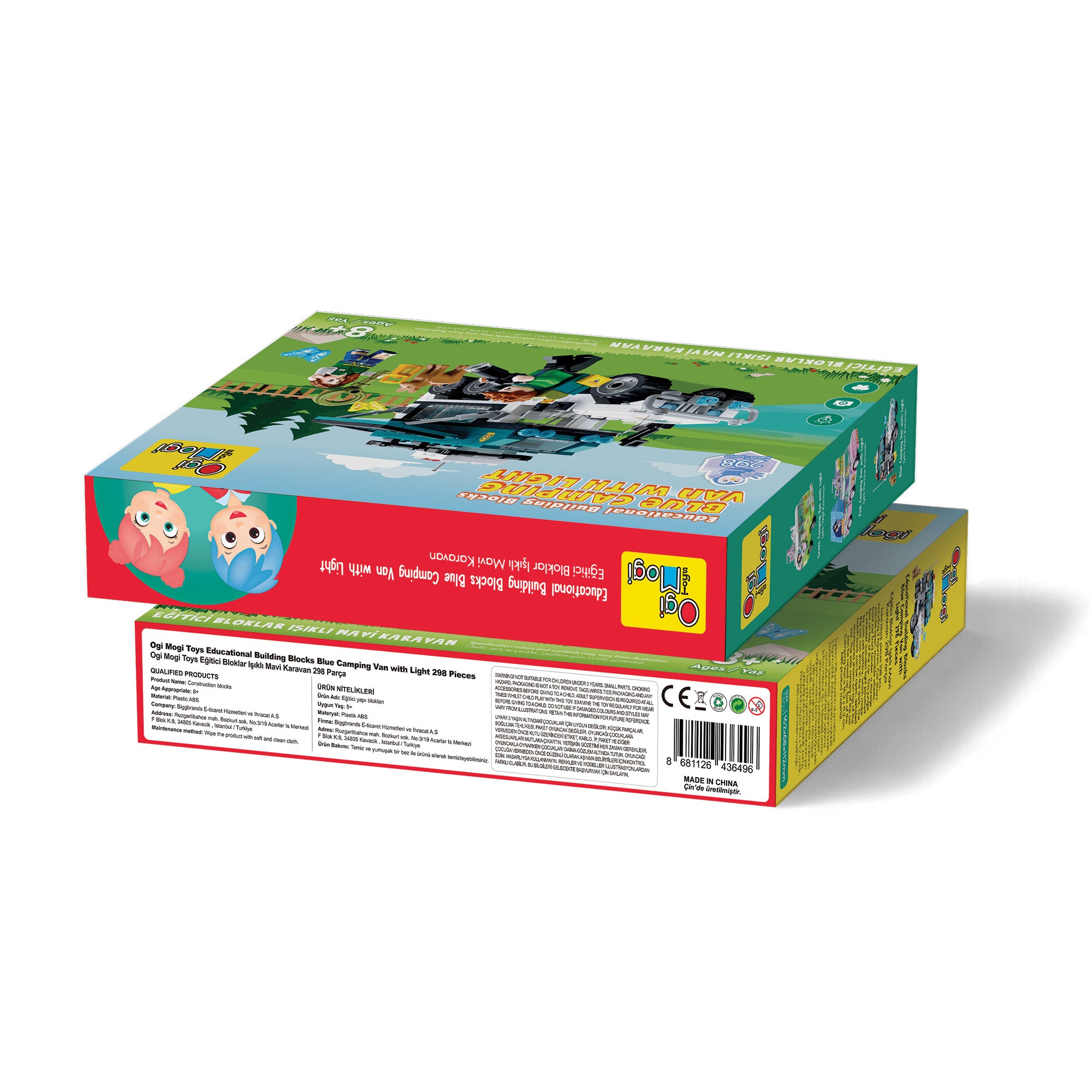 Ogi Mogi Toys Eğitici Bloklar Işıklı Mavi Karavan 298 Parça Yapı Seti