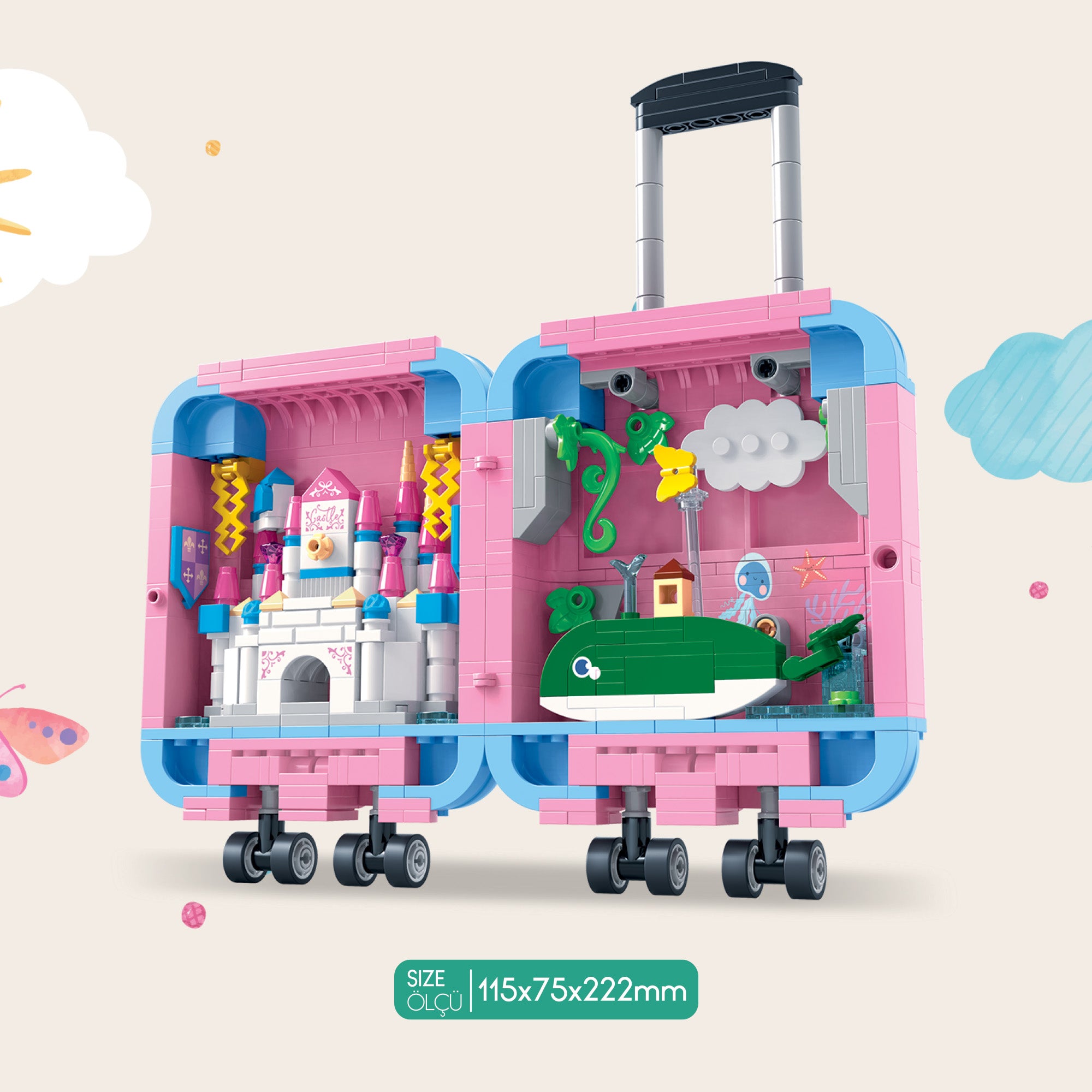 Ogi Mogi Toys Eğitici Bloklar Pembe Valiz 519 Parça Yapı Seti