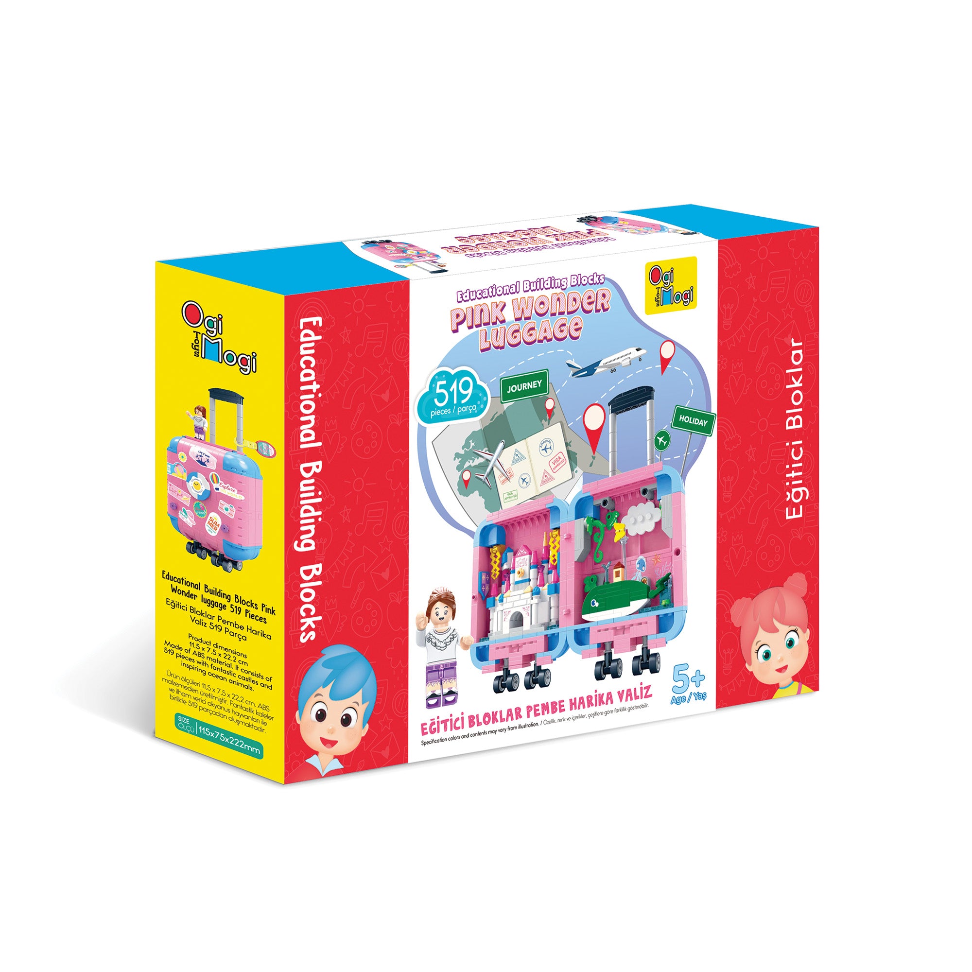 Ogi Mogi Toys Eğitici Bloklar Pembe Valiz 519 Parça Yapı Seti