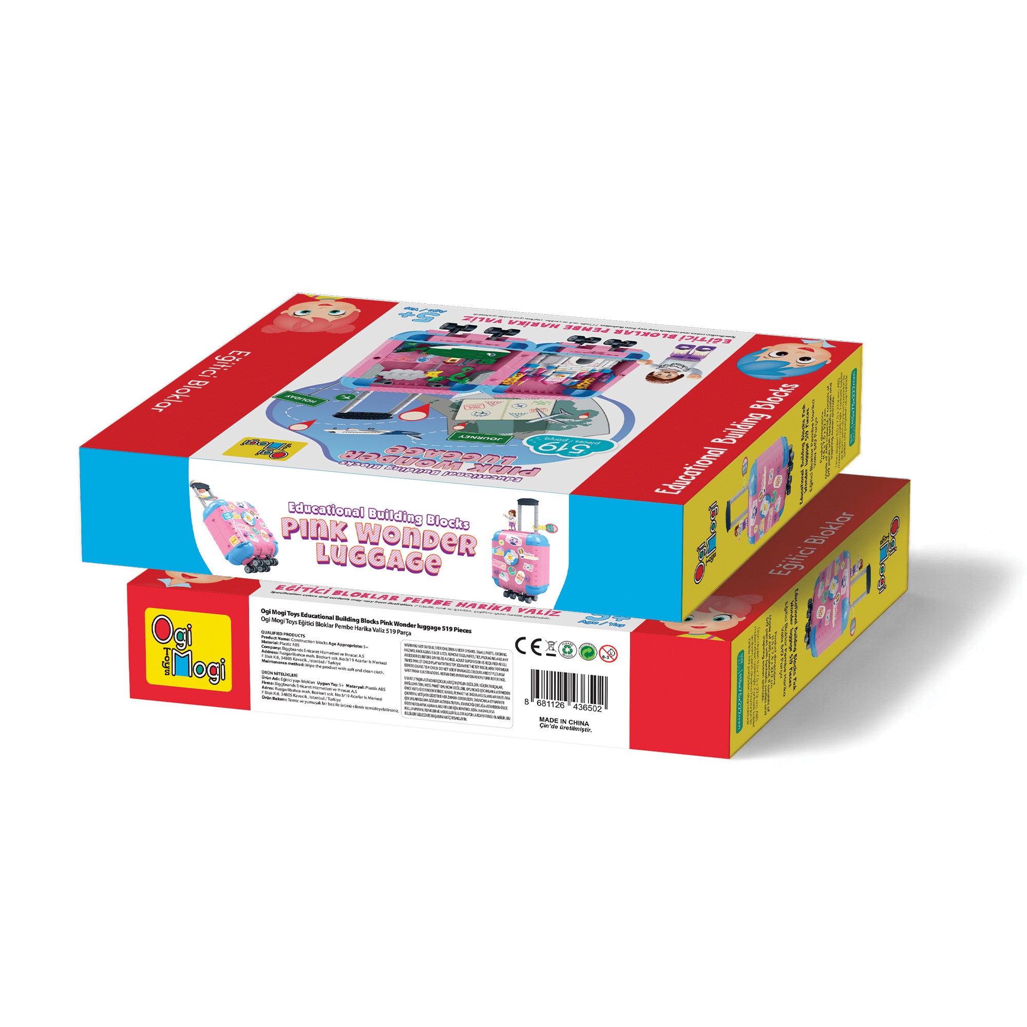 Ogi Mogi Toys Eğitici Bloklar Pembe Valiz 519 Parça Yapı Seti