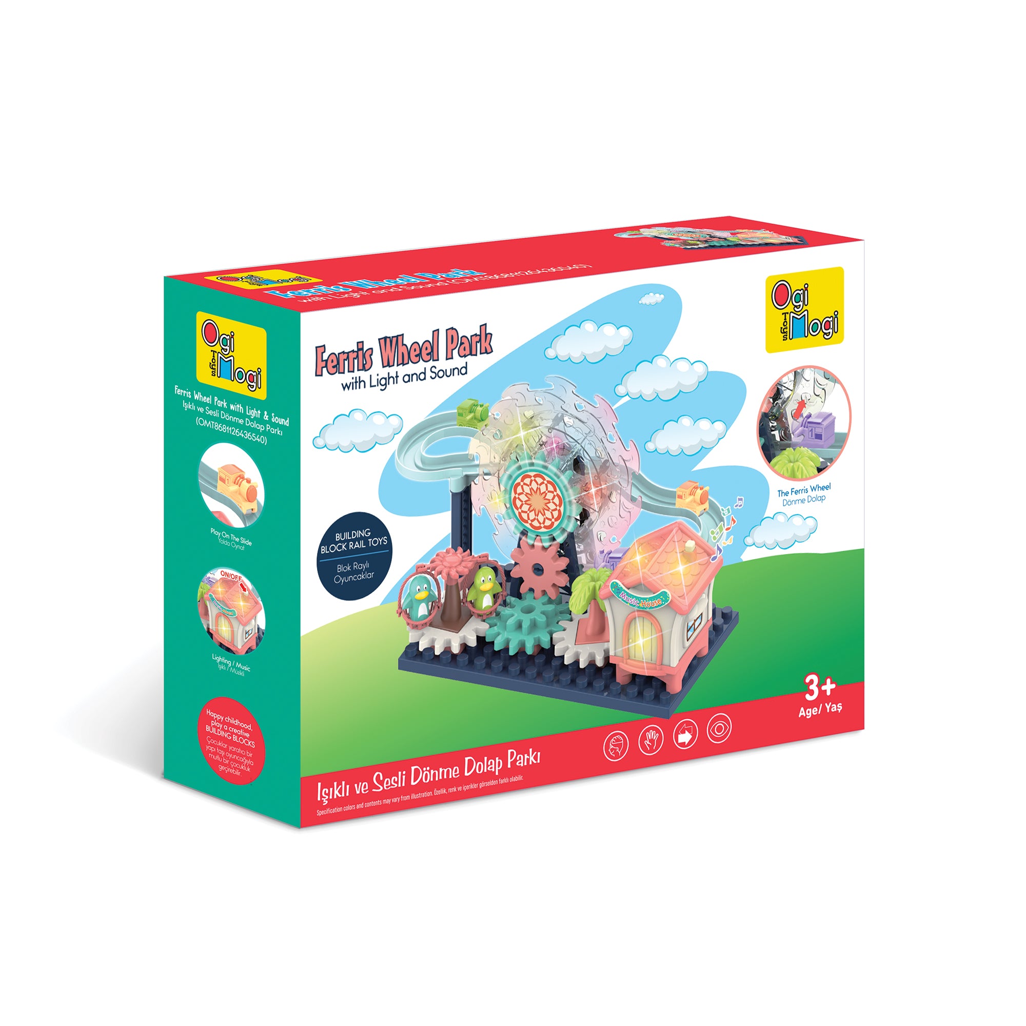 Ogi Mogi Toys Işıklı ve Sesli Dönme Dolaplı Penguenli Lunapark Oyun Seti