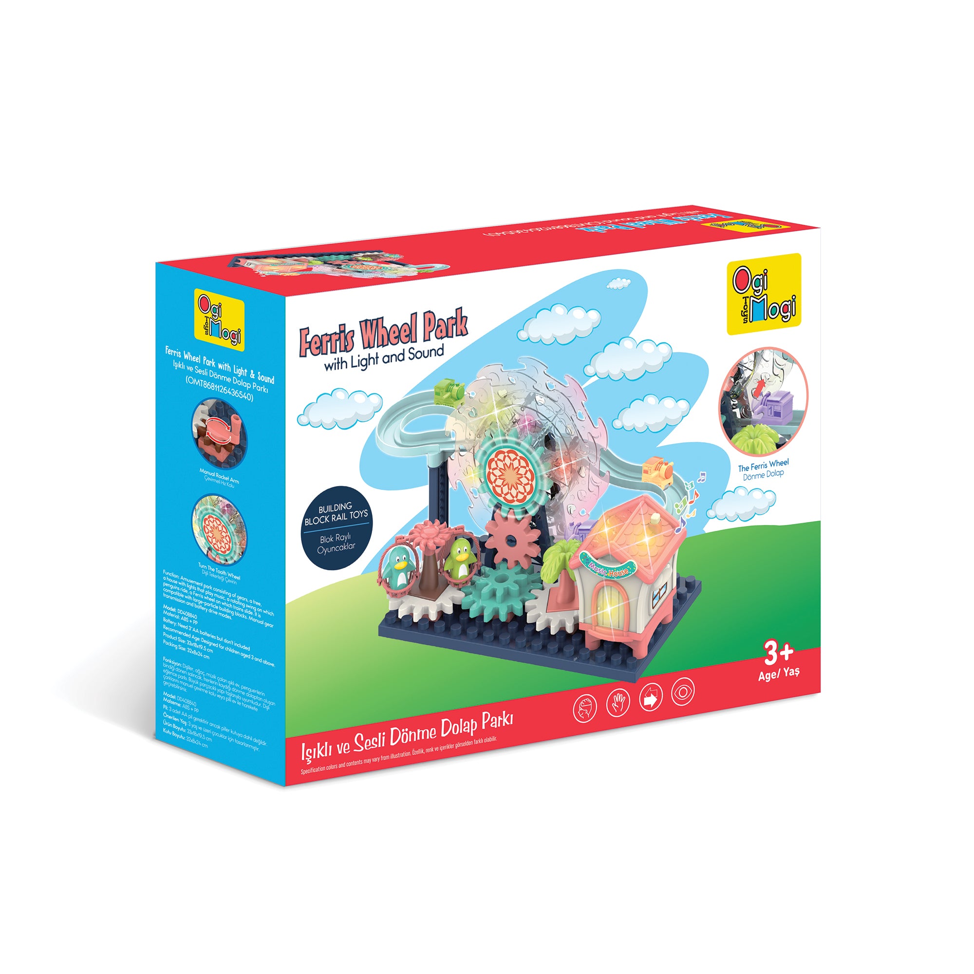 Ogi Mogi Toys Işıklı ve Sesli Dönme Dolaplı Penguenli Lunapark Oyun Seti