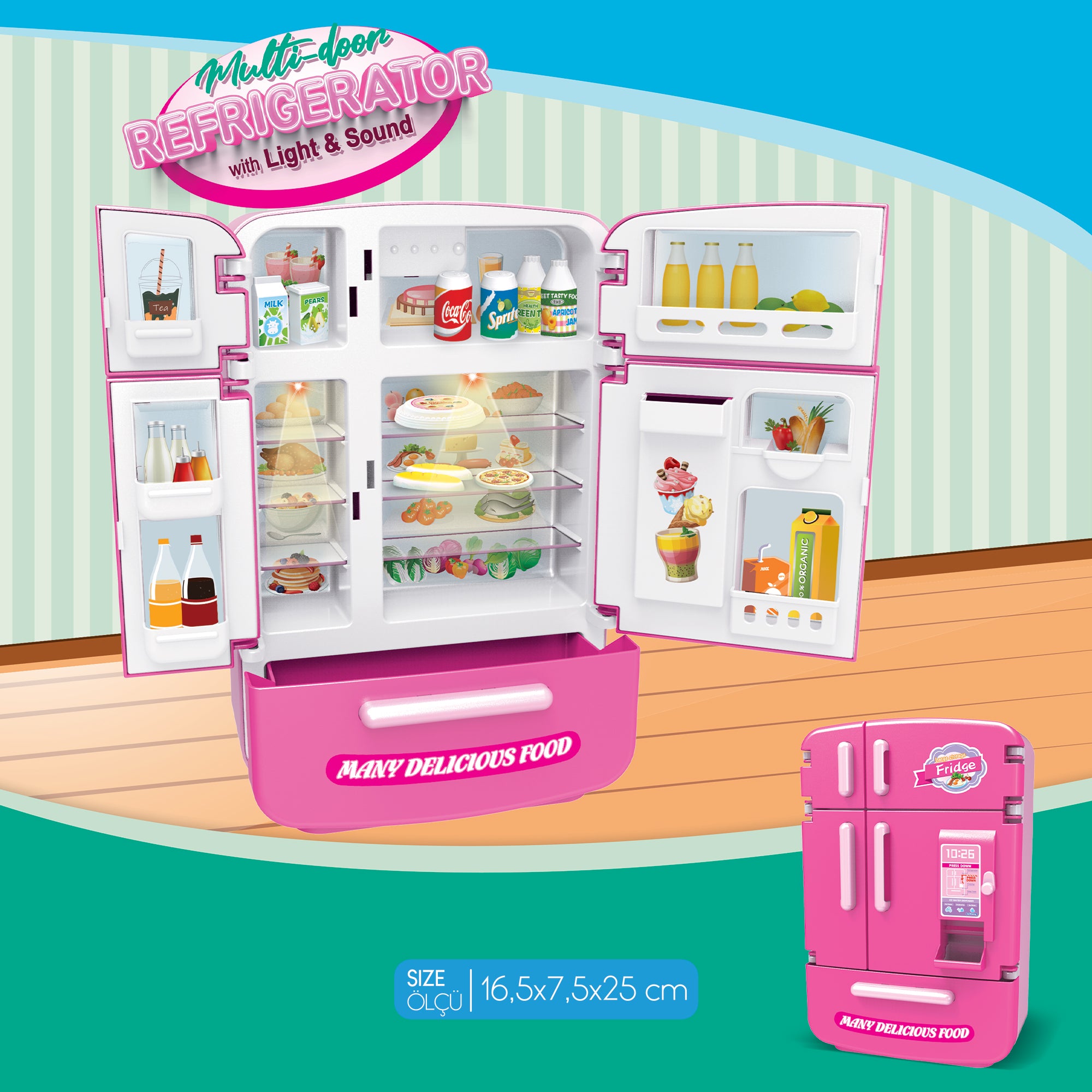 Ogi Mogi Toys Işıklı ve Sesli Çok Kapılı Buzdolabı Eğitici Rol Yapma Oyuncağı