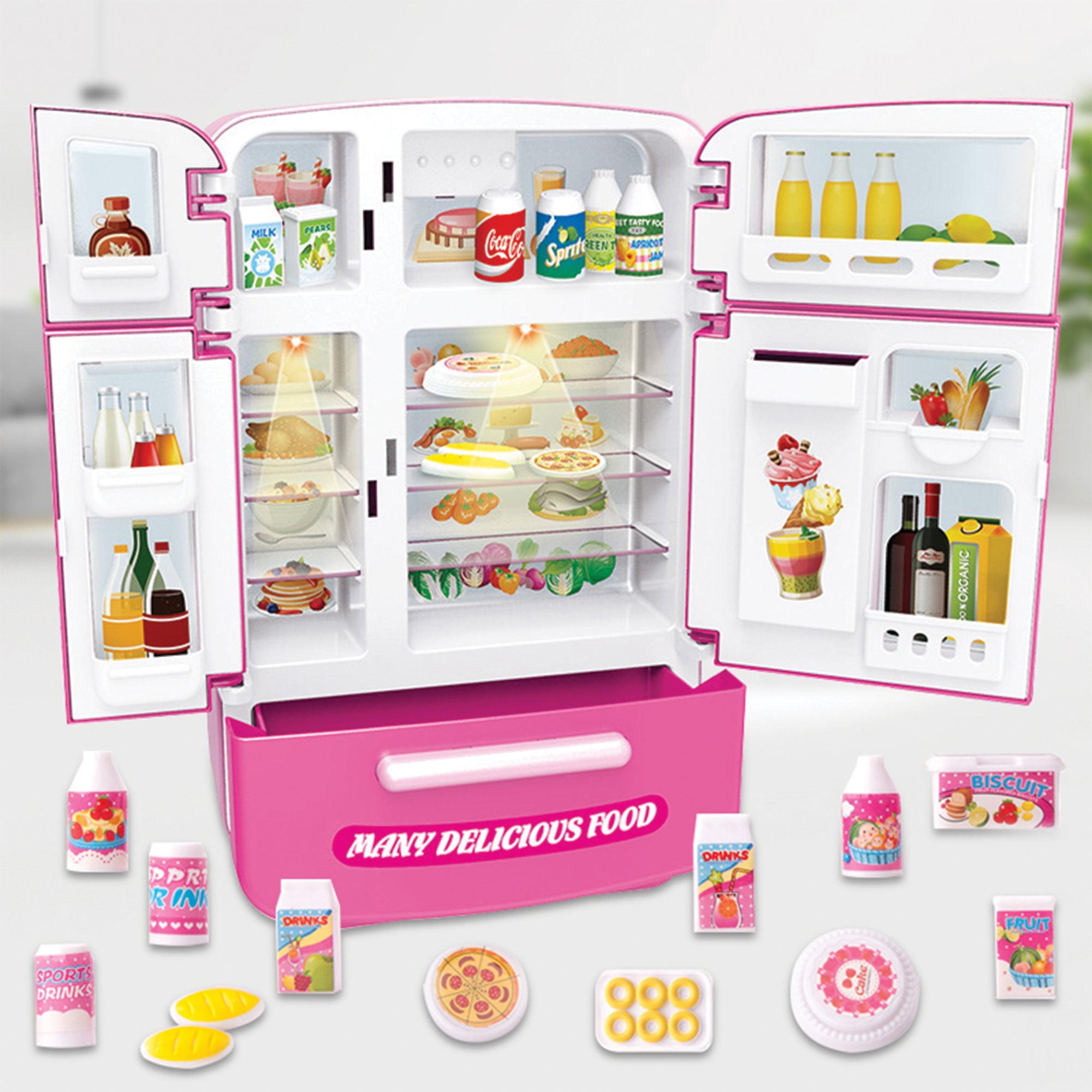 Ogi Mogi Toys Işıklı ve Sesli Çok Kapılı Buzdolabı Eğitici Rol Yapma Oyuncağı