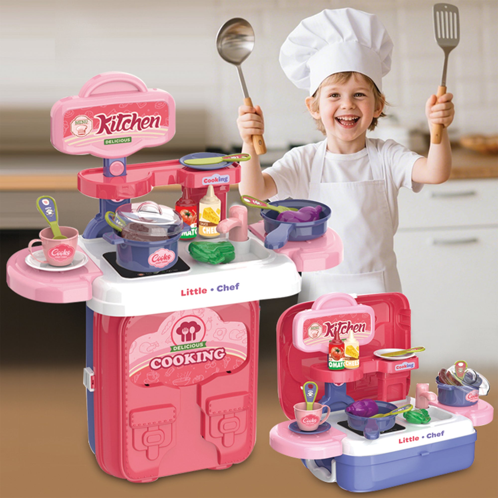 Ogi Mogi Toys Mutfak Oyun Seti 2’si 1 Arada Taşınabilir Sırt Çantası