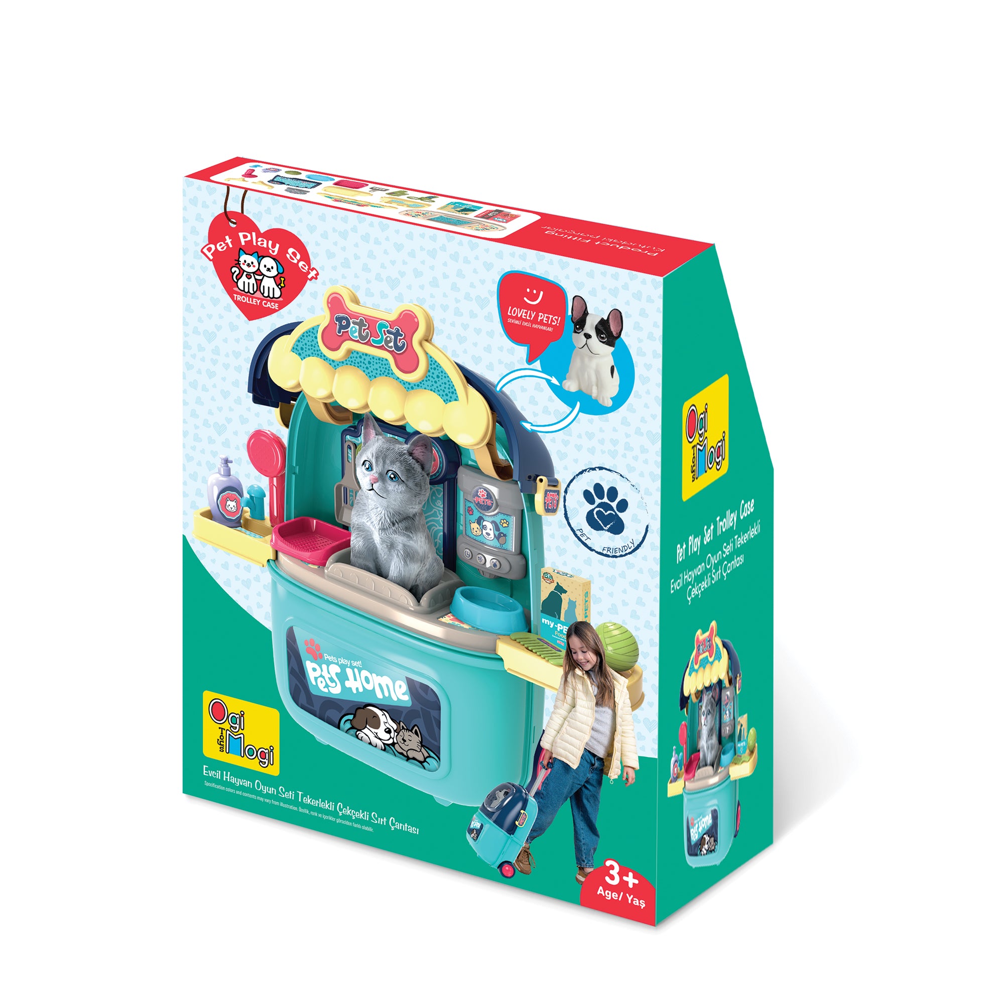 Ogi Mogi Toys Evcil Hayvan Oyun Seti Tekerlekli Çekçekli Sırt Çantası