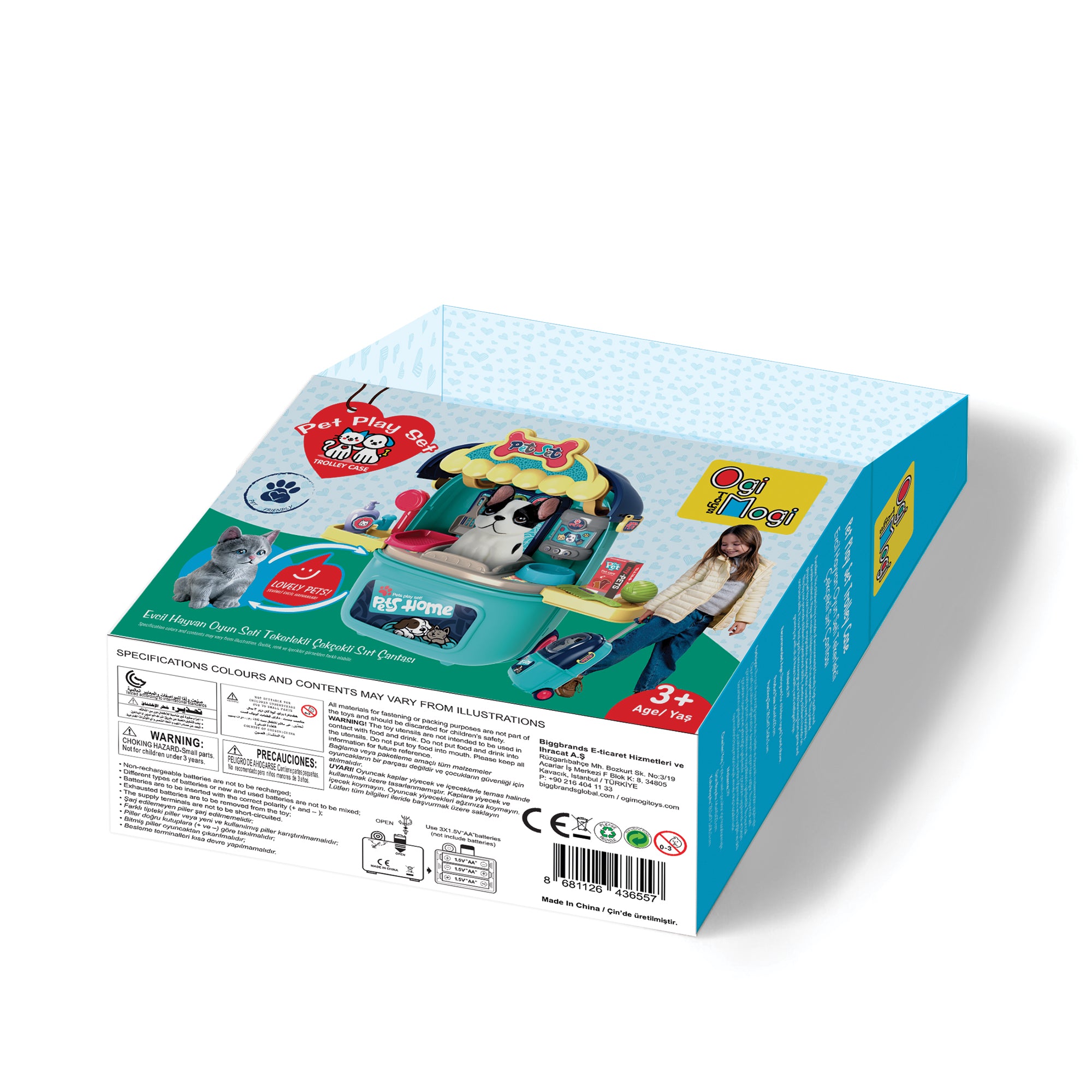 Ogi Mogi Toys Evcil Hayvan Oyun Seti Tekerlekli Çekçekli Sırt Çantası