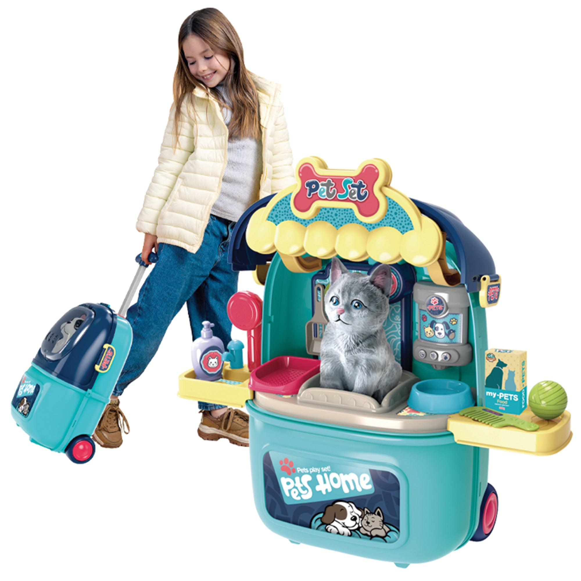 Ogi Mogi Toys Evcil Hayvan Oyun Seti Tekerlekli Çekçekli Sırt Çantası