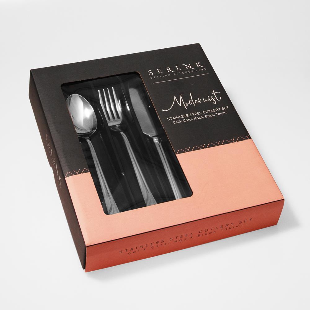 Serenk Paris Çelik Çatal Kaşık Bıçak Takımı 18 Parça, Premium 18/10 Paslanmaz Çelik