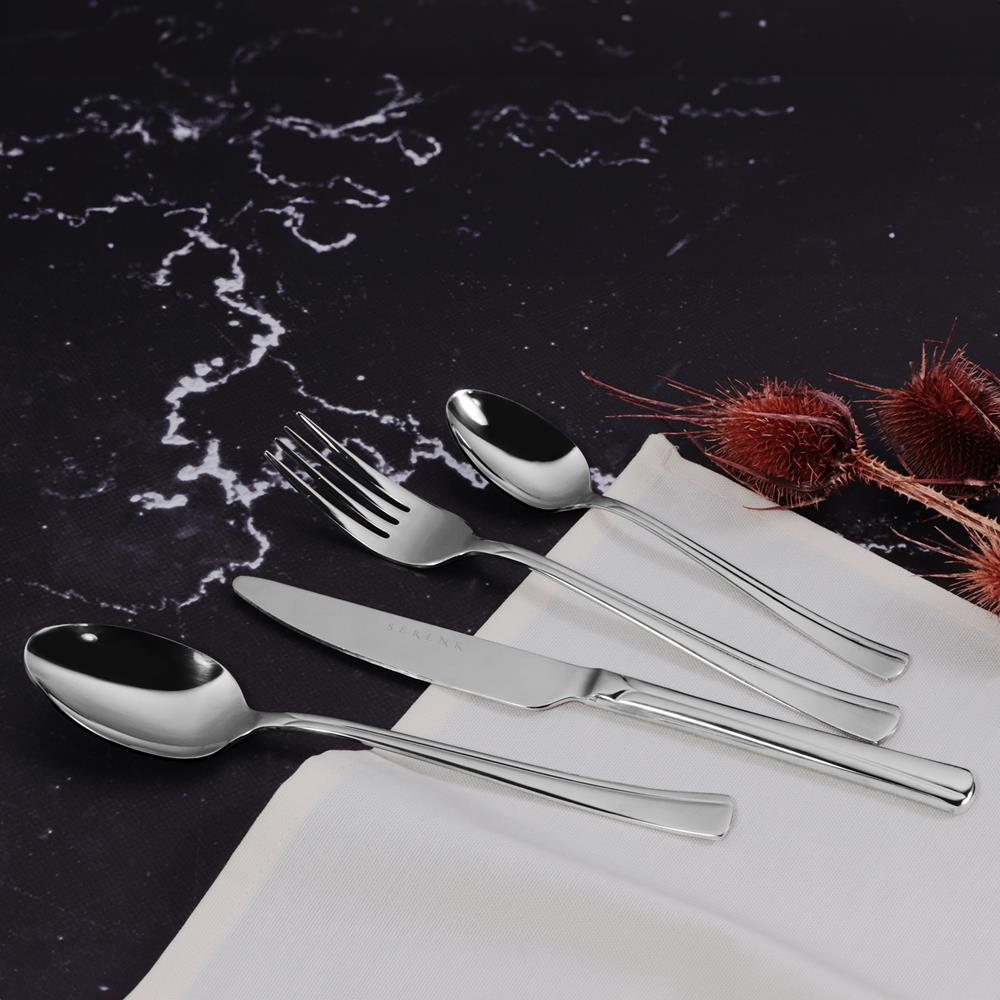 Serenk Paris Çelik Çatal Kaşık Bıçak Takımı 24 Parça, Premium 18/10 Paslanmaz Çelik