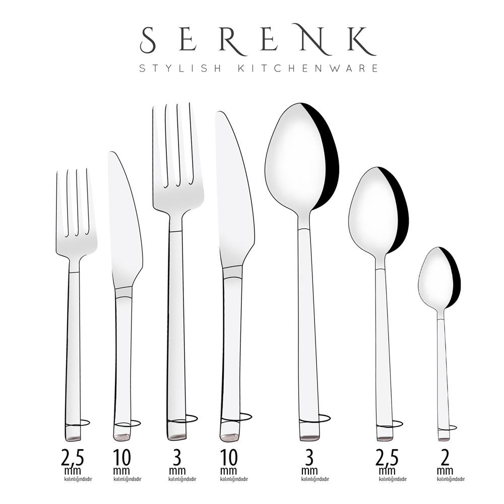 Serenk Barselona Çelik Çatal Kaşık Bıçak Takımı 42 Parça, Premium 18/10 Paslanmaz Çelik