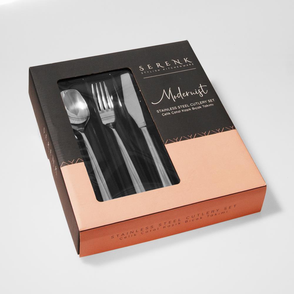 Serenk Milano Çelik Çatal Kaşık Bıçak Takımı 18 Parça, Premium 18/10 Paslanmaz Çelik