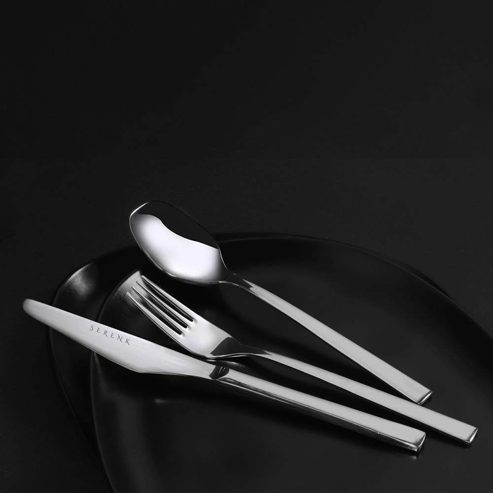 Serenk Milano Çelik Çatal Kaşık Bıçak Takımı 24 Parça, Premium 18/10 Paslanmaz Çelik