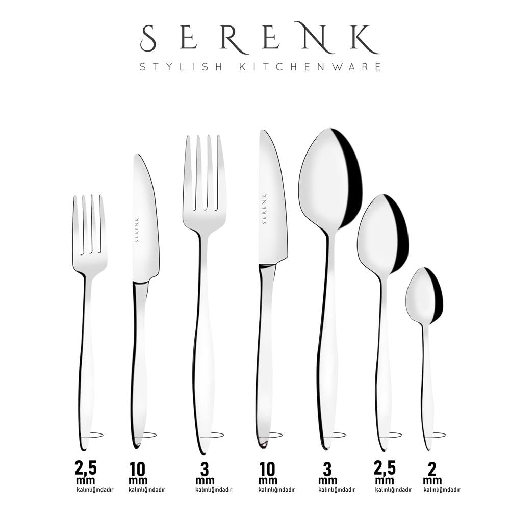 Serenk New York Çelik Çatal Kaşık Bıçak Takımı 18 Parça, Premium 18/10 Paslanmaz Çelik Malzeme