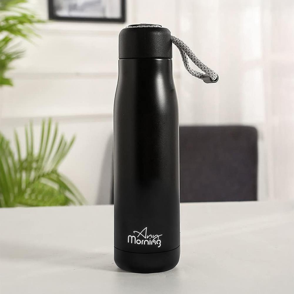 Any Morning 600 ml Paslanmaz Çelik Termos, Çift Katmanlı, Sızdırmaz Kapaklı, Siyah BA21547
