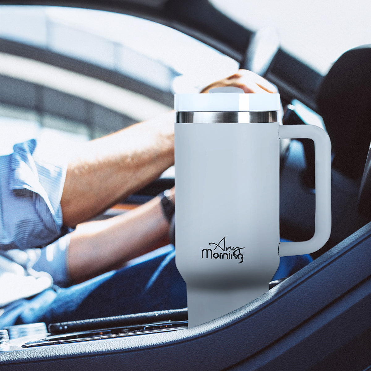 Any Morning Vaha 1200 ml Termos Mug, 3 Kademeli Çevirmeli  Kapak, Gri SI2440217