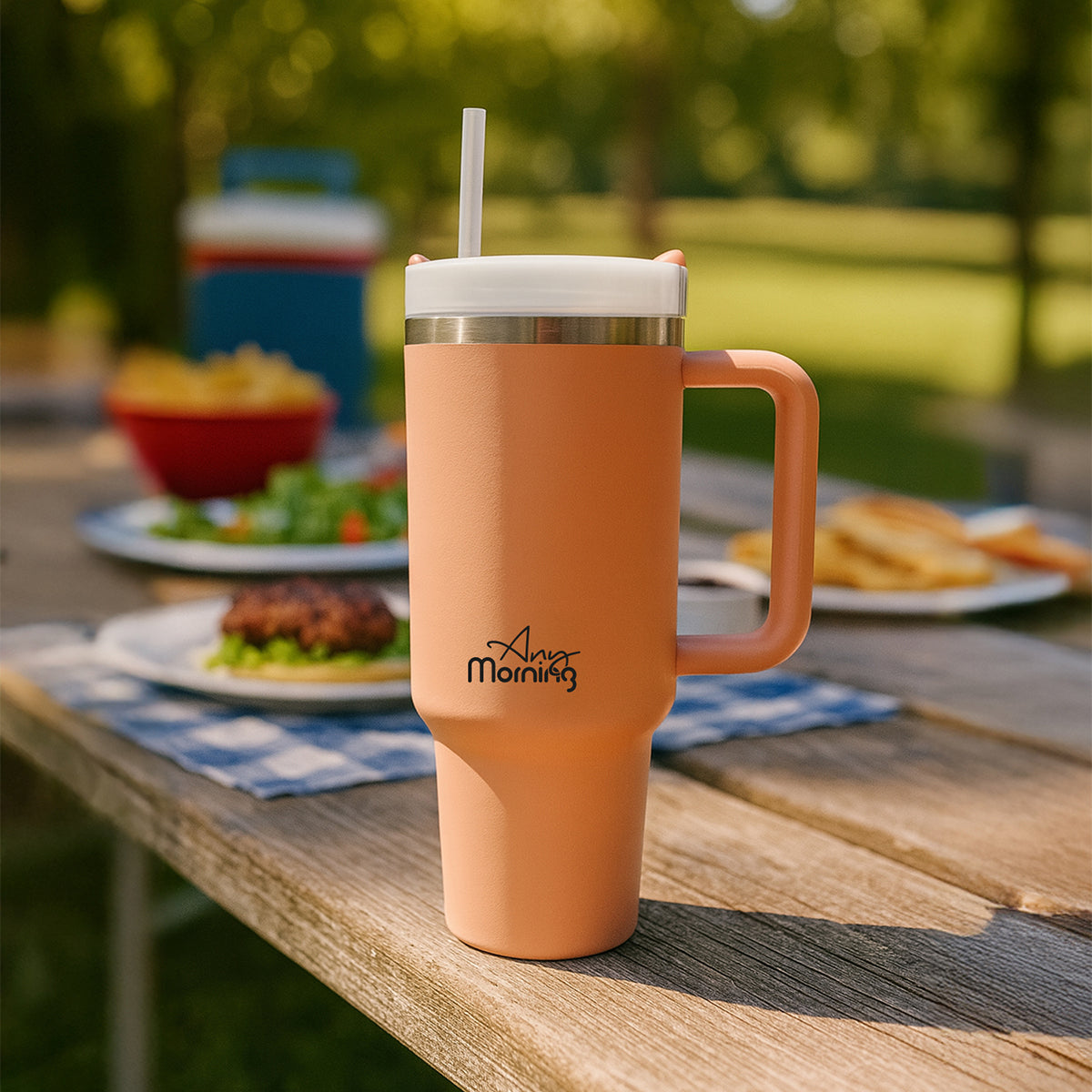 Any Morning Vaha 1200 ml Termos Mug, 3 Kademeli Çevirmeli  Kapak, Açık Somon SI2440217