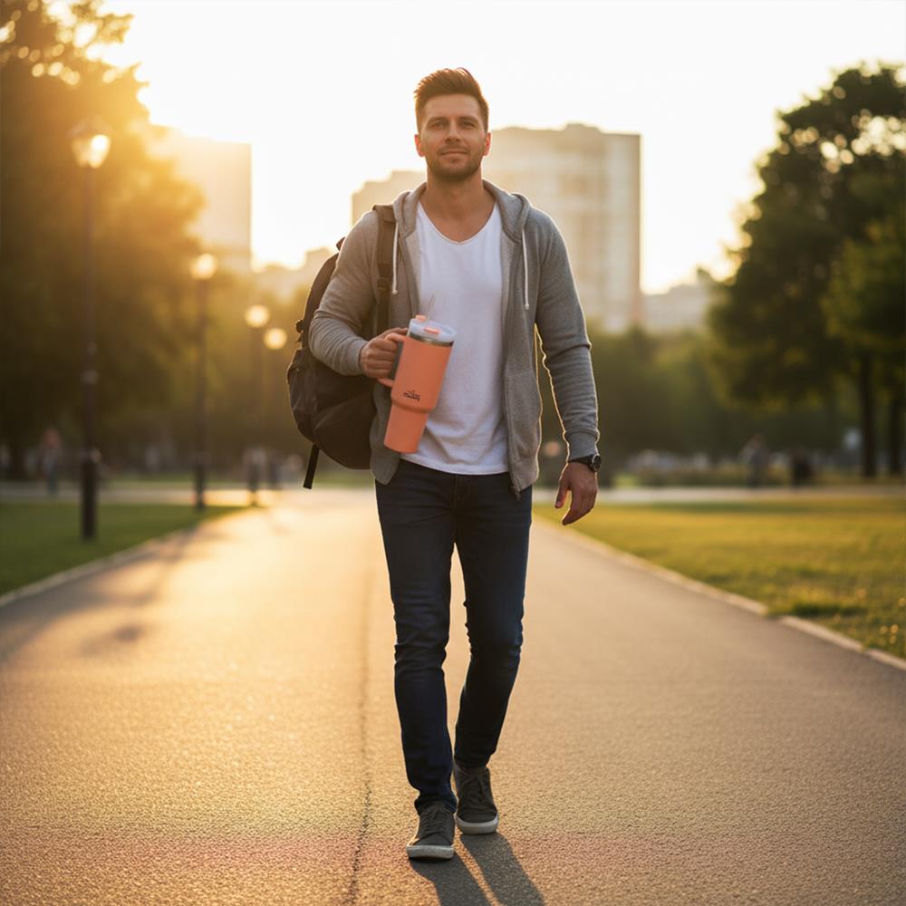 Any Morning Vaha 1200 ml Termos Mug, 3 Kademeli Çevirmeli  Kapak, Açık Somon SI2440217