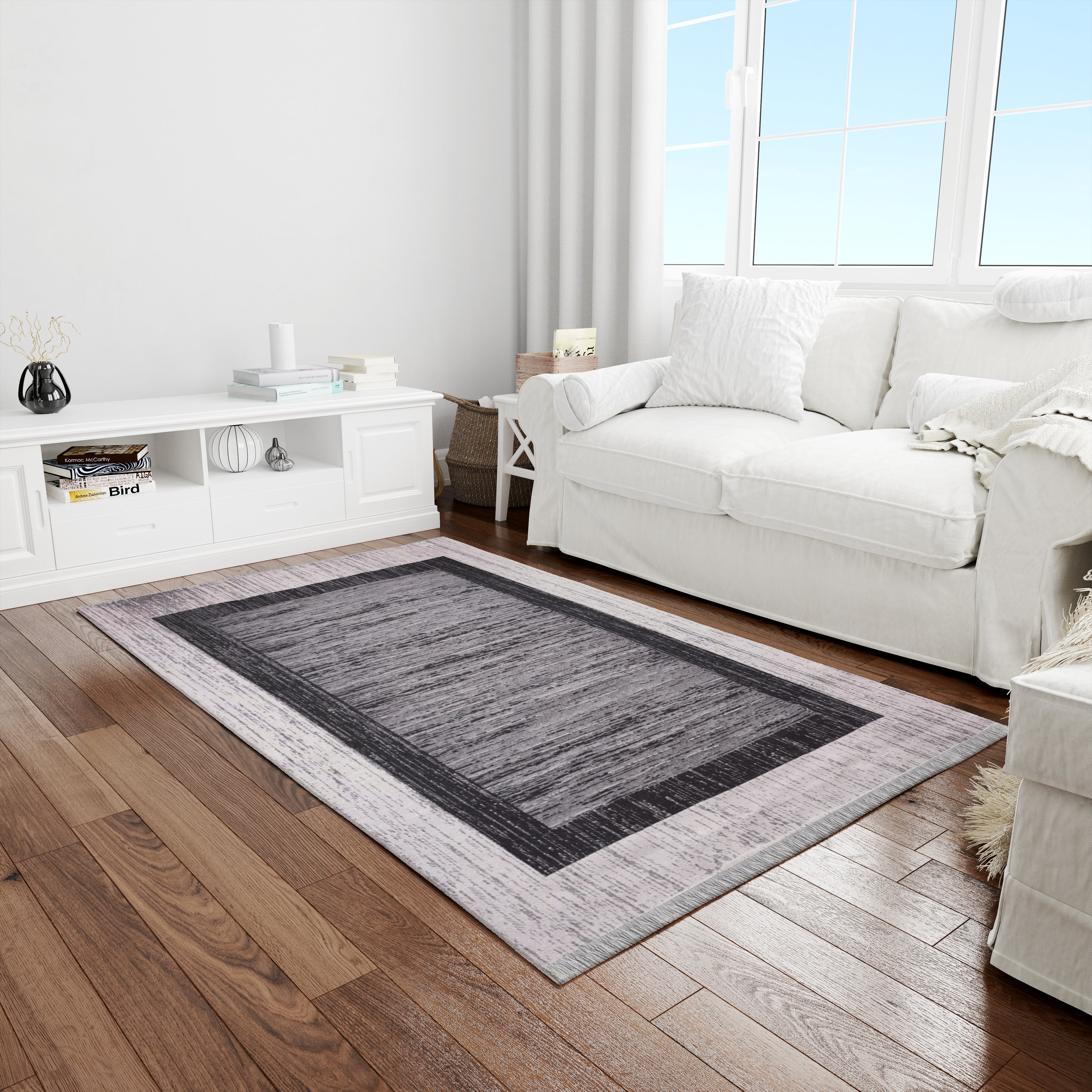 Bigghome Çift Taraflı Kilim, Makinede Yıkanabilir, Modern Desenli, 120*180 cm, SAF3B