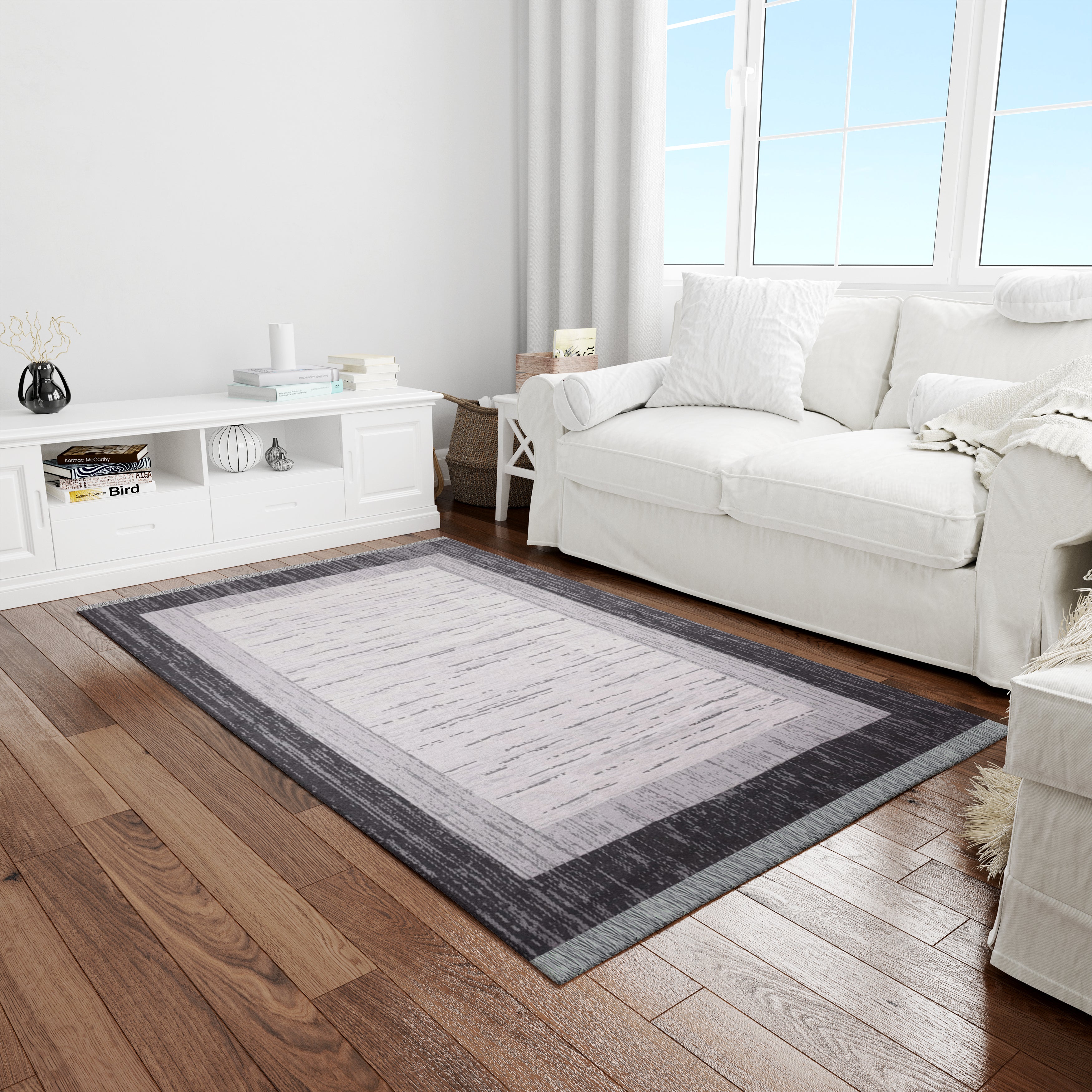 Bigghome Çift Taraflı Kilim, Makinede Yıkanabilir, Modern Desenli, 120*180 cm, SAF3B