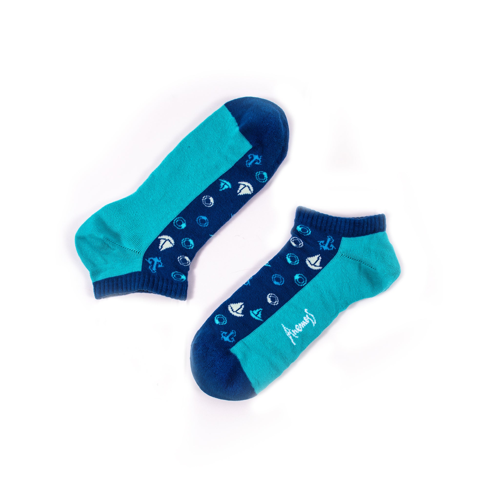 Anemoss Erkek 5'li Dikişsiz Patik Çorap Seti, Deniz Temalı Desenler, %85 Pamuk, 41-46 Beden