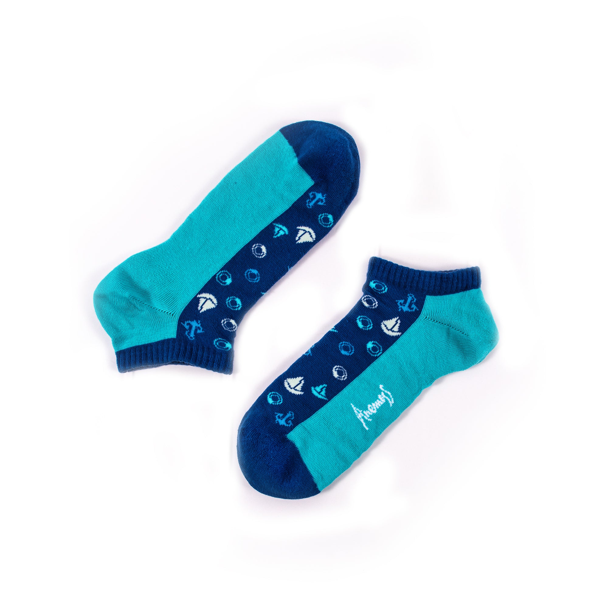 Anemoss Erkek 5'li Dikişsiz Patik Çorap Seti, Deniz Temalı Desenler, %85 Pamuk, 41-46 Beden