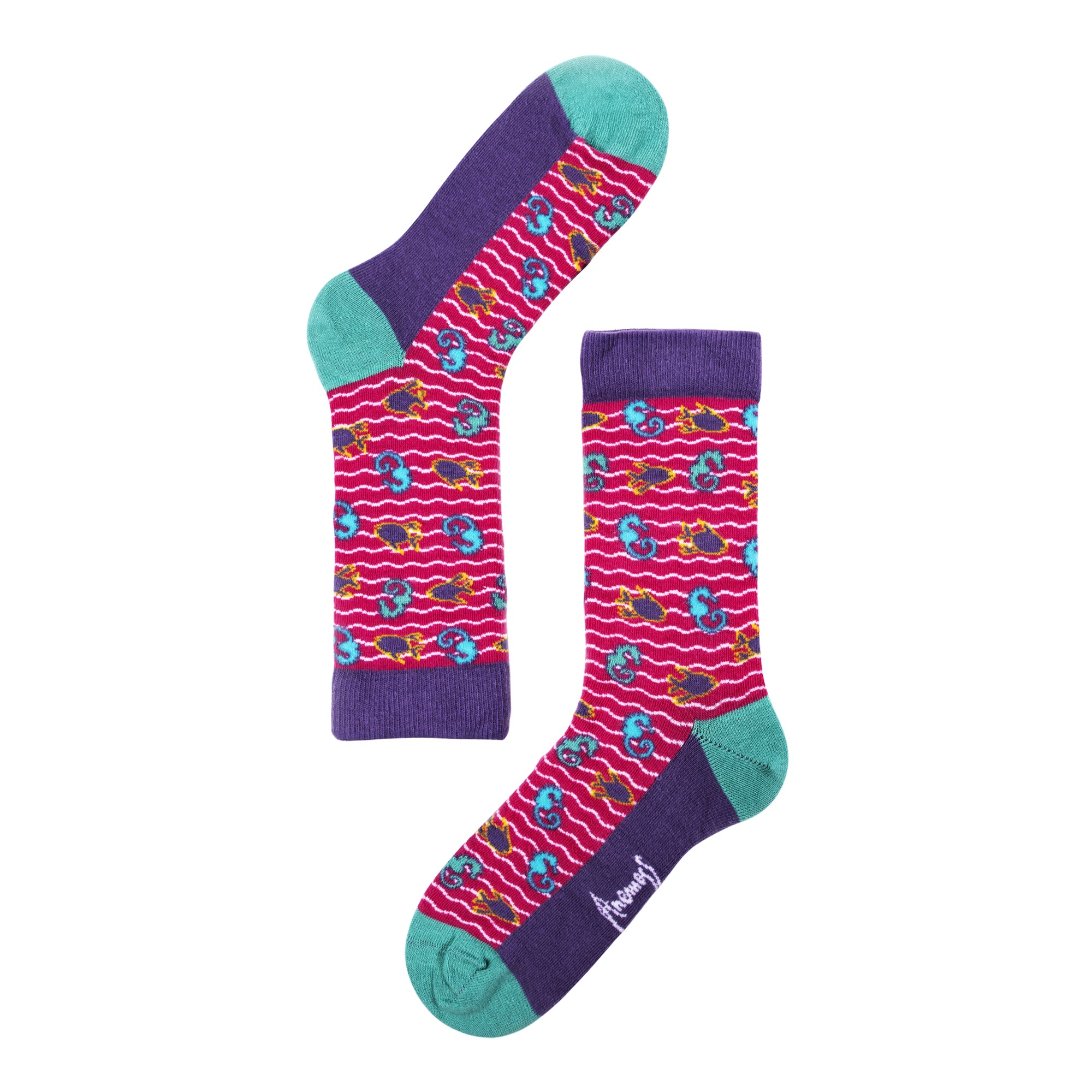 Anemoss Kadın 5'li Dikişsiz Soket Çorap Seti, Deniz Temalı Desenler, %85 Pamuk, 36-40 Beden