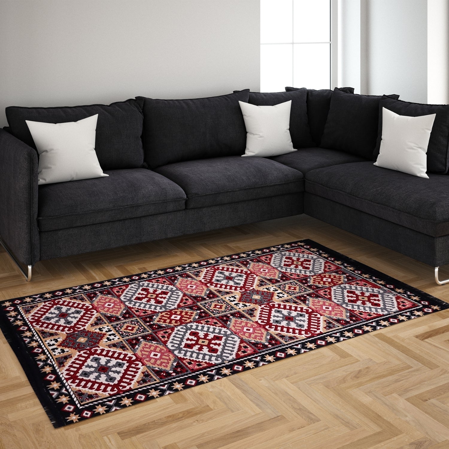Bigghome Kilim, Makinede Yıkanabilir, Modern Desenli, 80*150 cm, SA25EU