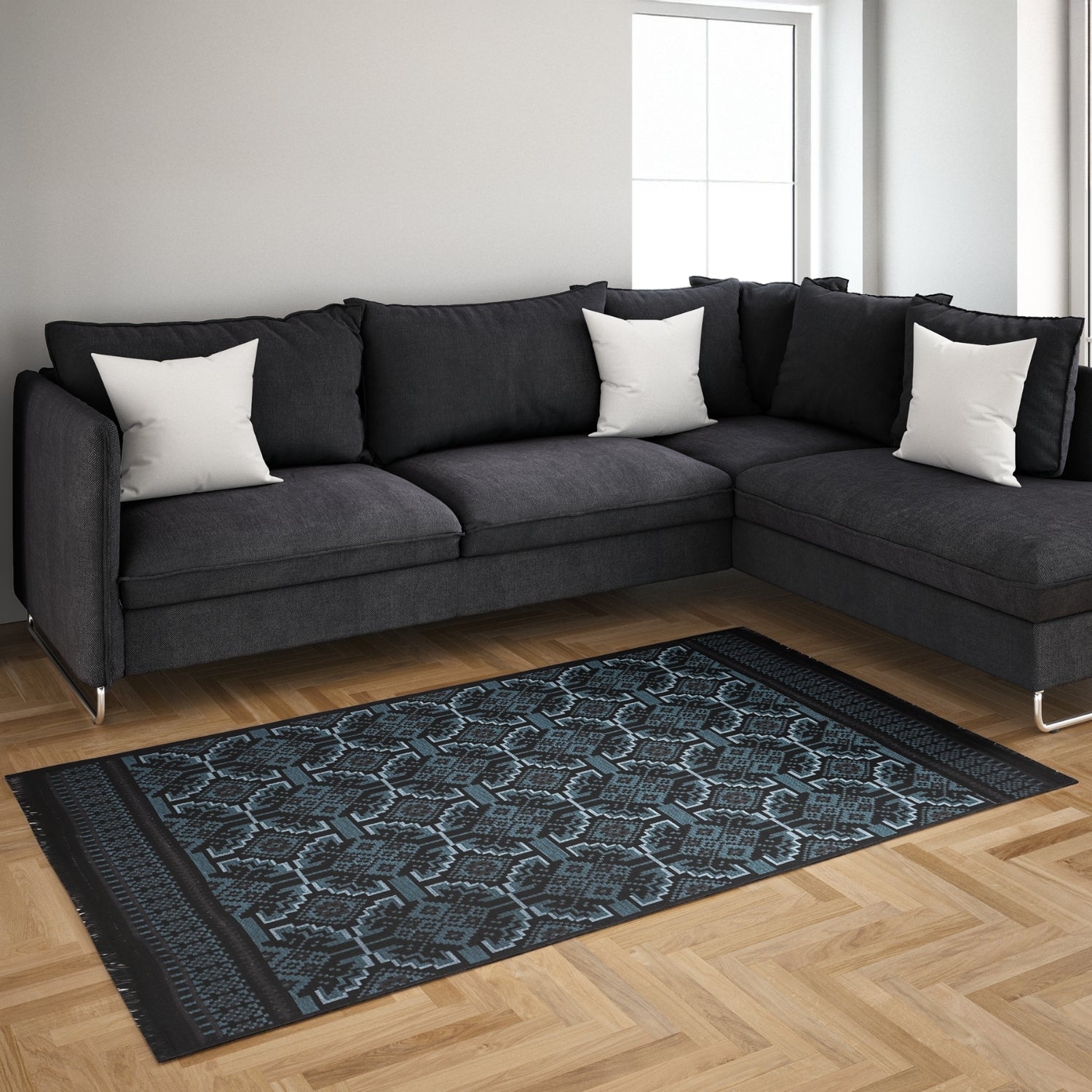 Bigghome Kilim, Makinede Yıkanabilir, Etnik Desenli, 80*150 cm, SA25AT