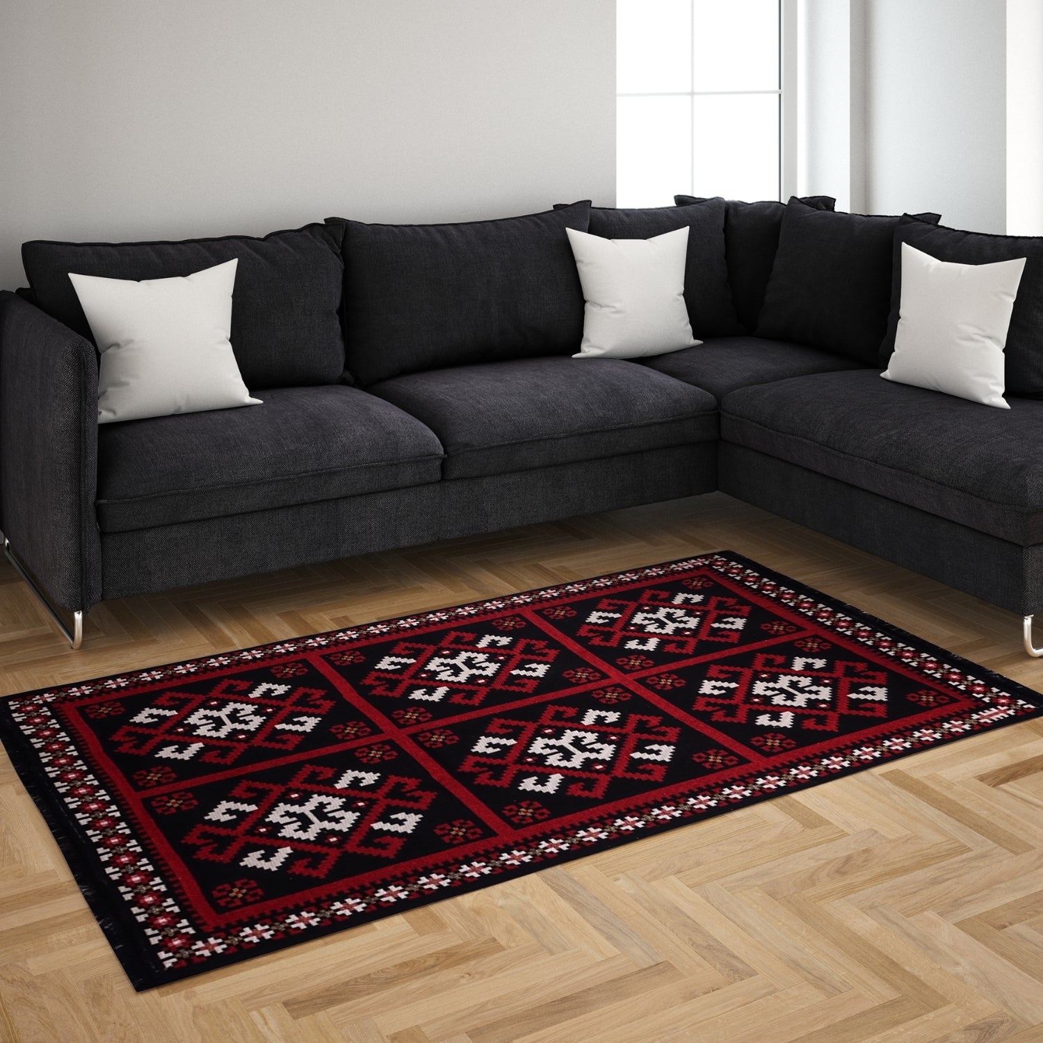 Bigghome Kilim, Makinede Yıkanabilir, Etnik Desenli, 80*150 cm, SA25MK