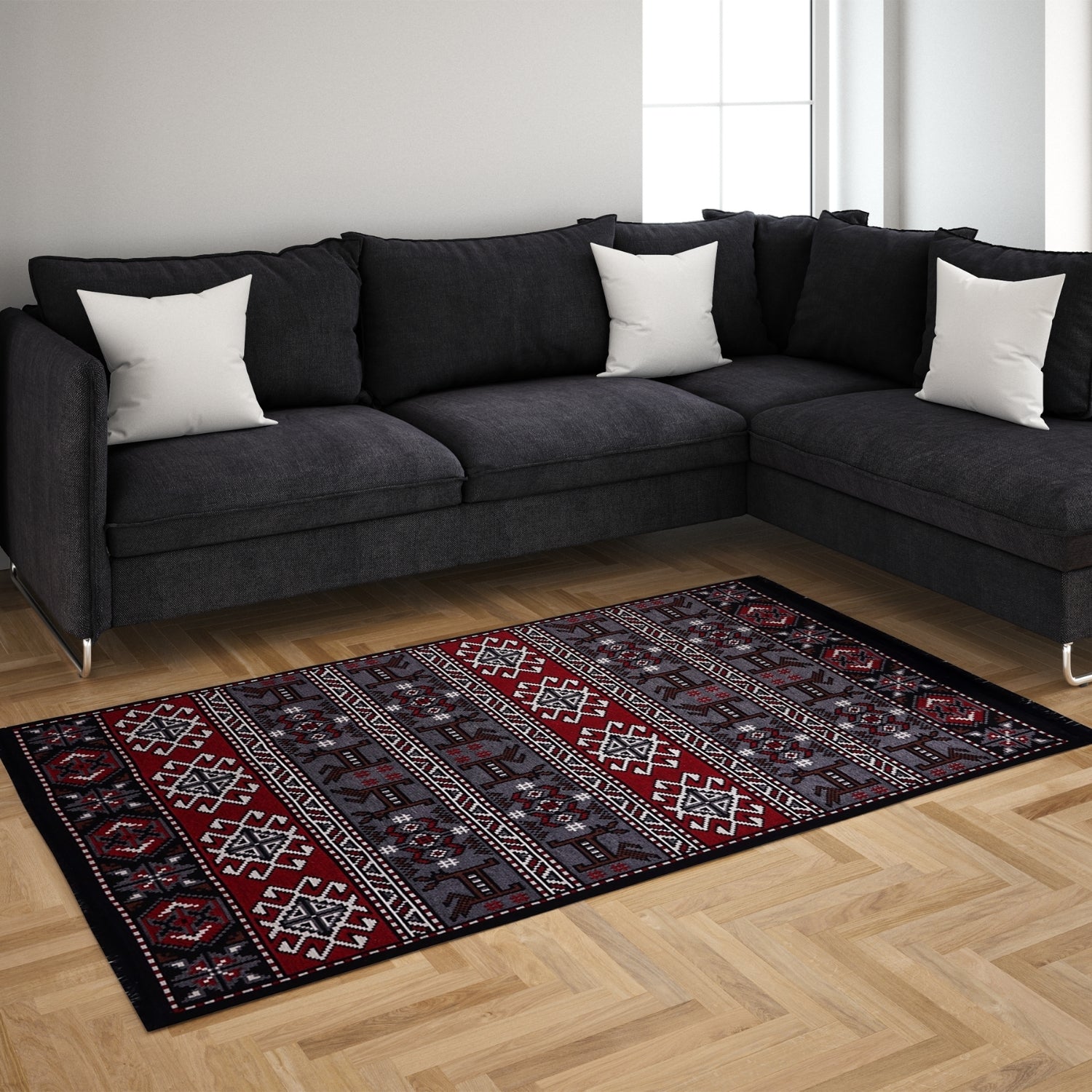 Bigghome Kilim, Makinede Yıkanabilir, Etnik Desenli, 120*180 cm, SA25HC