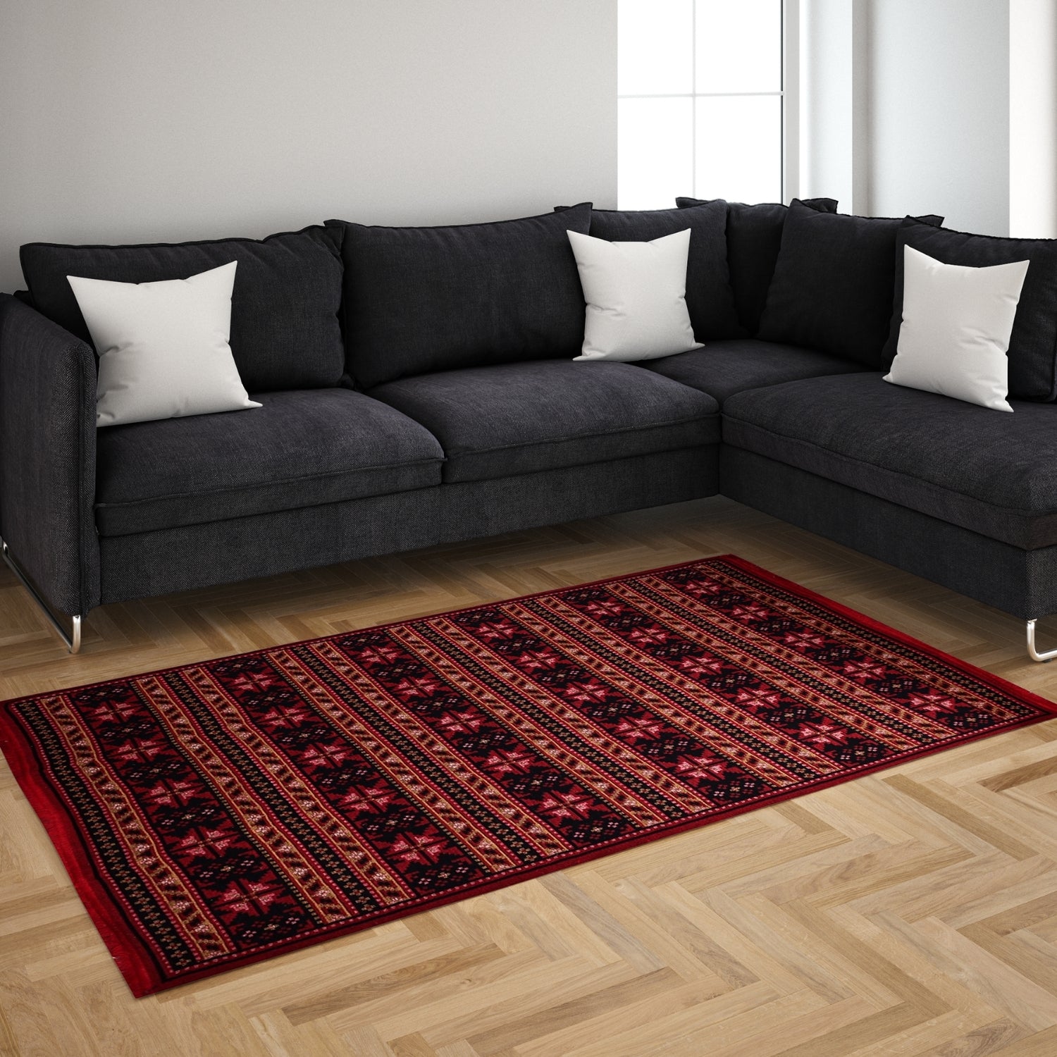 Bigghome Kilim, Makinede Yıkanabilir, Etnik Desenli, 80*150 cm, SA25BA