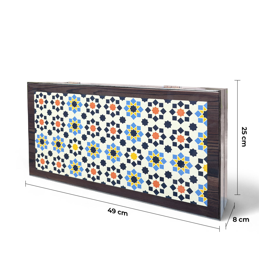 Biggdesign Yıldız Tavla, Çizilmez Zeminli, Mıknatıslı MDF Kasa, 2 Kat Vernik Cilalı