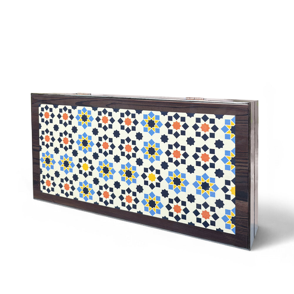 Biggdesign Yıldız Tavla, Çizilmez Zeminli, Mıknatıslı MDF Kasa, 2 Kat Vernik Cilalı