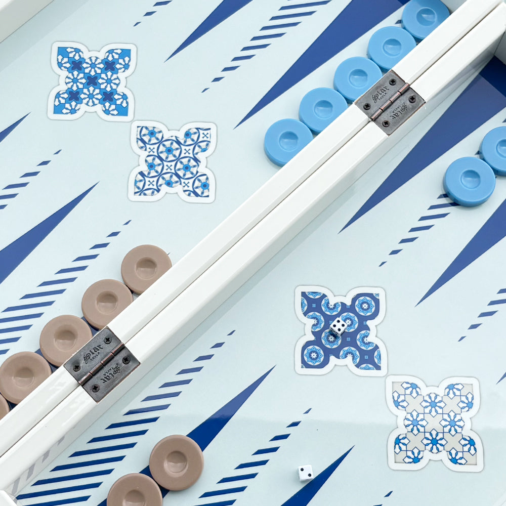 Biggdesign Blue Tile Tavla, Çizilmez Zeminli, Mıknatıslı MDF Kasa, 2 Kat Vernik Cilalı