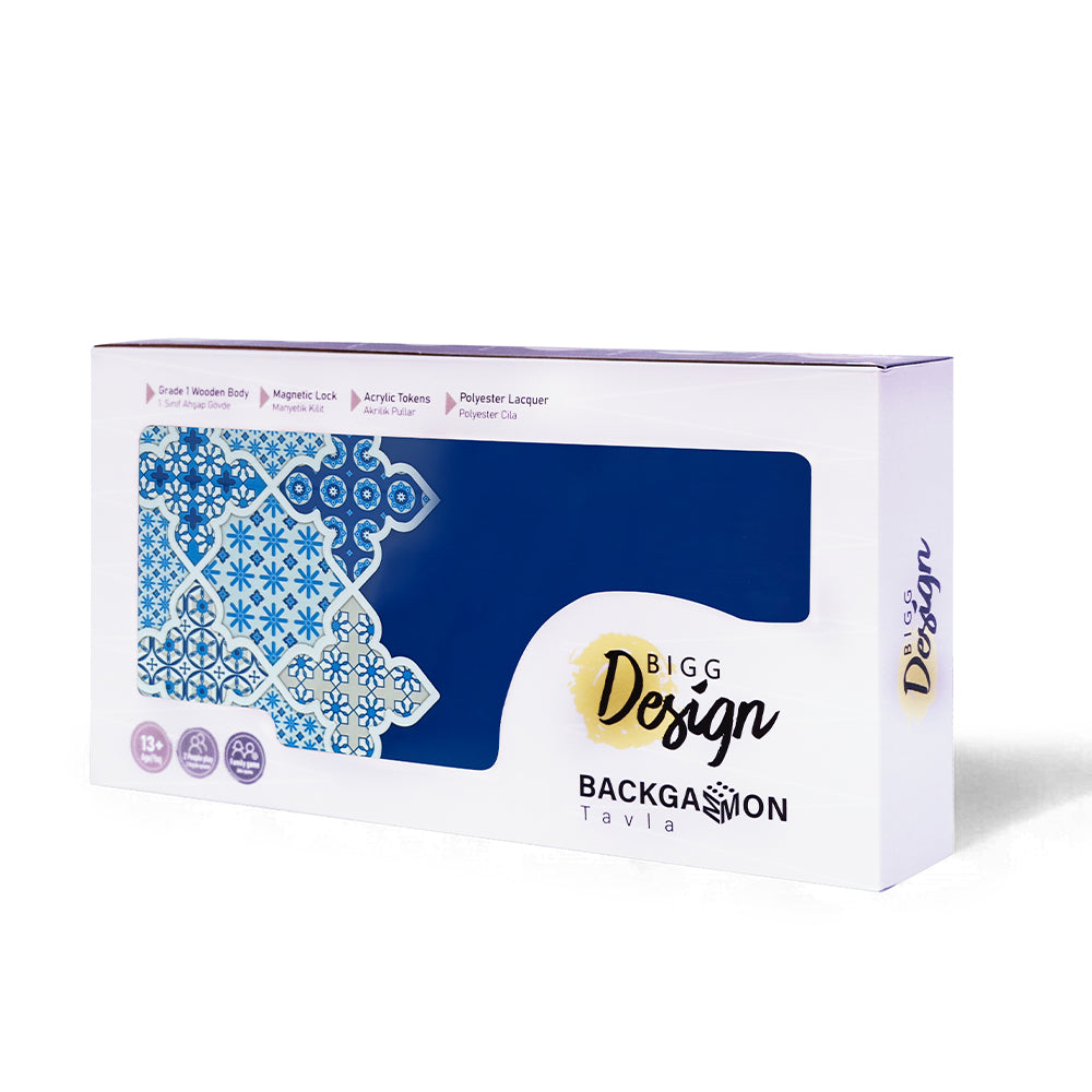 Biggdesign Blue Tile Tavla, Çizilmez Zeminli, Mıknatıslı MDF Kasa, 2 Kat Vernik Cilalı