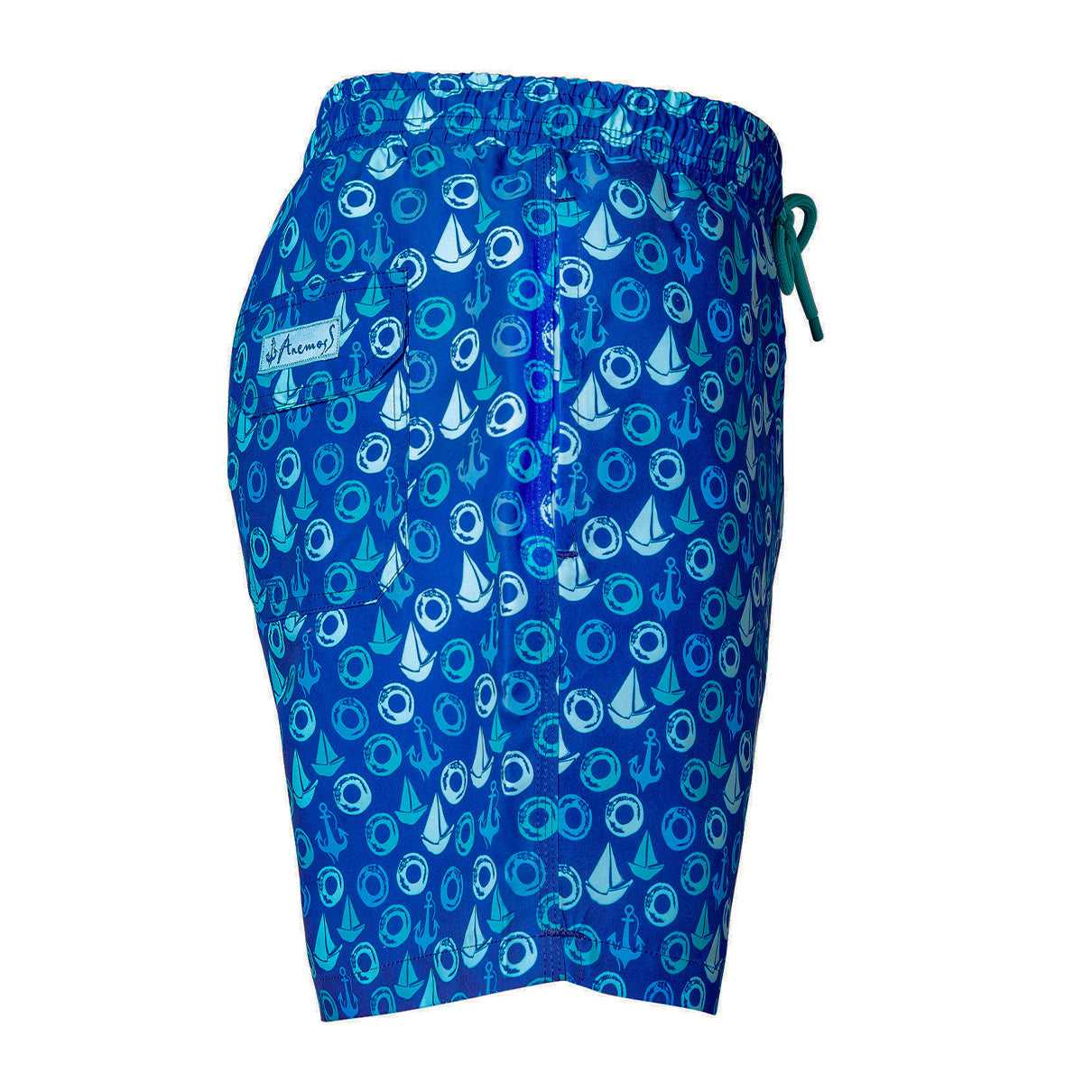 Anemoss Yelken Üç Cepli İçi Fileli Bel Lastik ve Bağlama İpli Erkek Deniz Şortu