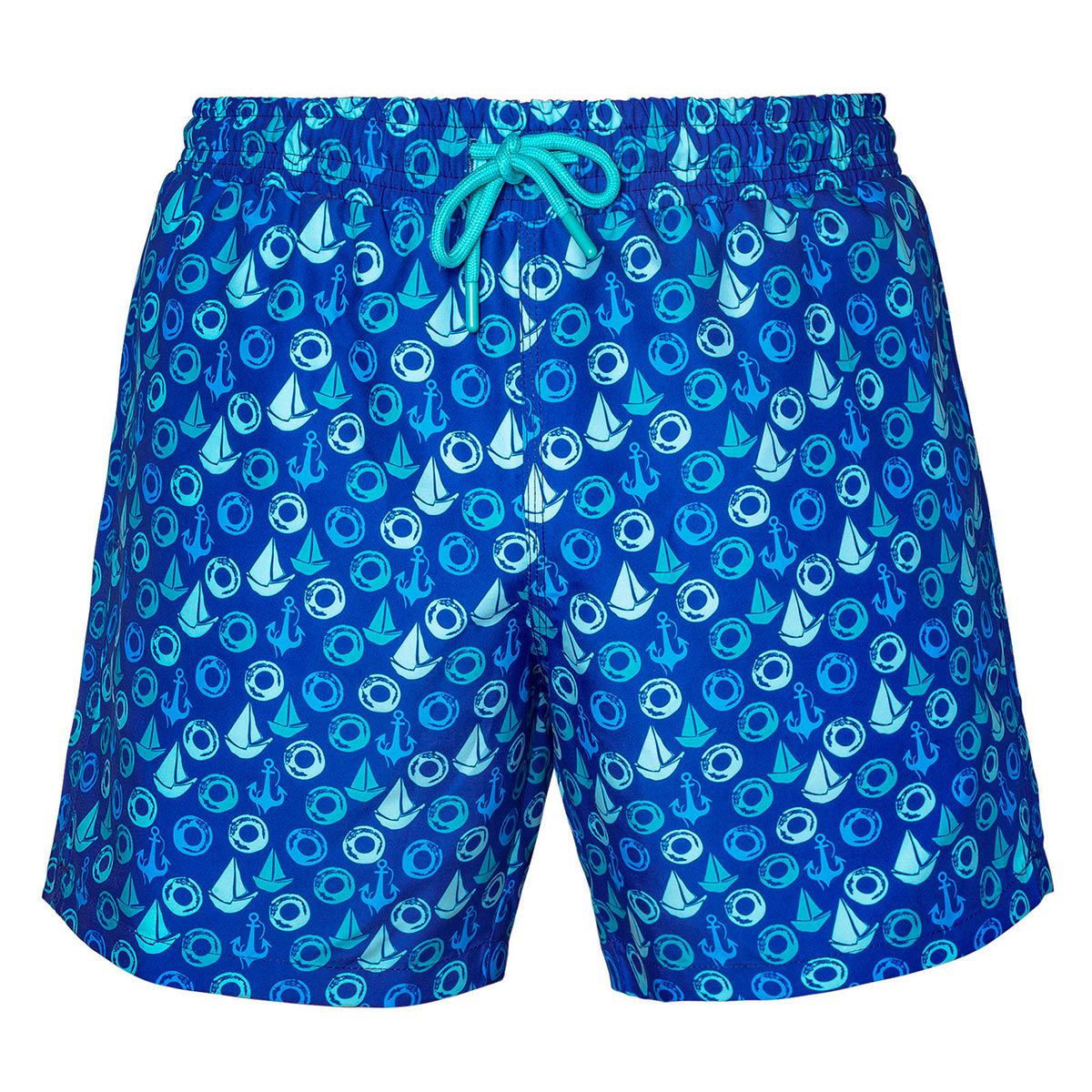 Anemoss Yelken Üç Cepli İçi Fileli Bel Lastik ve Bağlama İpli Erkek Deniz Şortu