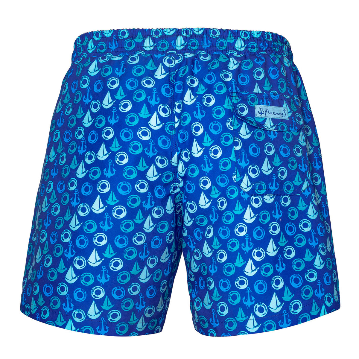 Anemoss Yelken Üç Cepli İçi Fileli Bel Lastik ve Bağlama İpli Erkek Deniz Şortu